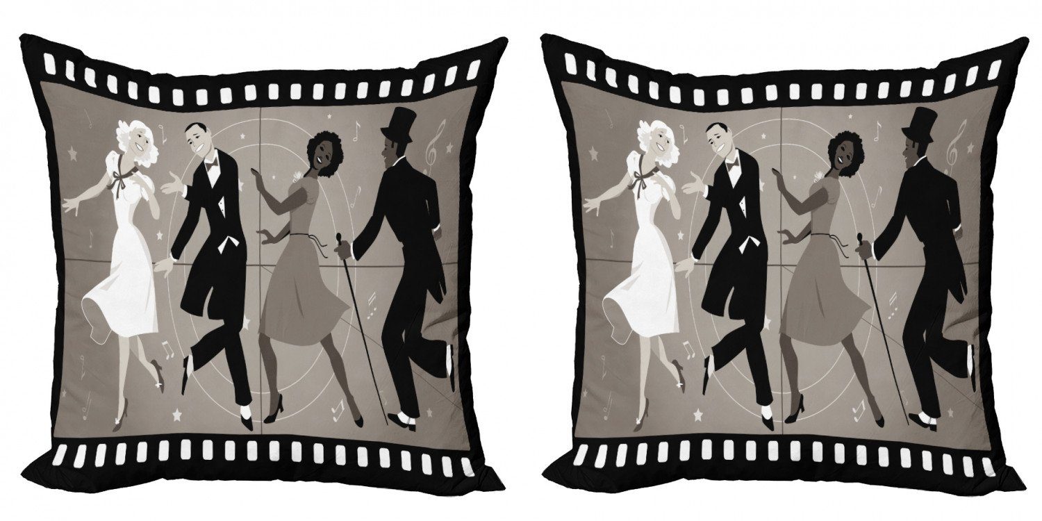 Tanzen-Leute (2 Doppelseitiger Nostalgic Art Accent Digitaldruck, Modern Kissenbezüge Abakuhaus Musik Stück),