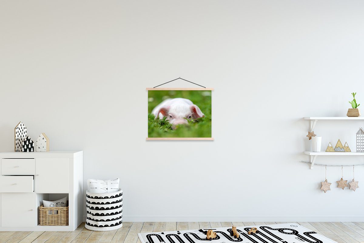 MuchoWow Poster Schwein - Tiere - Groß, (1 St), Posterleiste, Textilposter für Wohnzimmer, Bilderleiste, Magnetisch