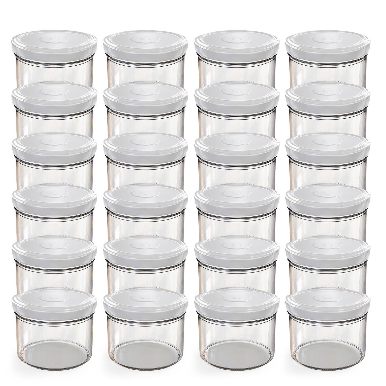Oputec Einmachglas 24x 230ml Einmachgläser mit Schraubdeckel TO 82 Weiß Marmeladengläser, Glas / Metall