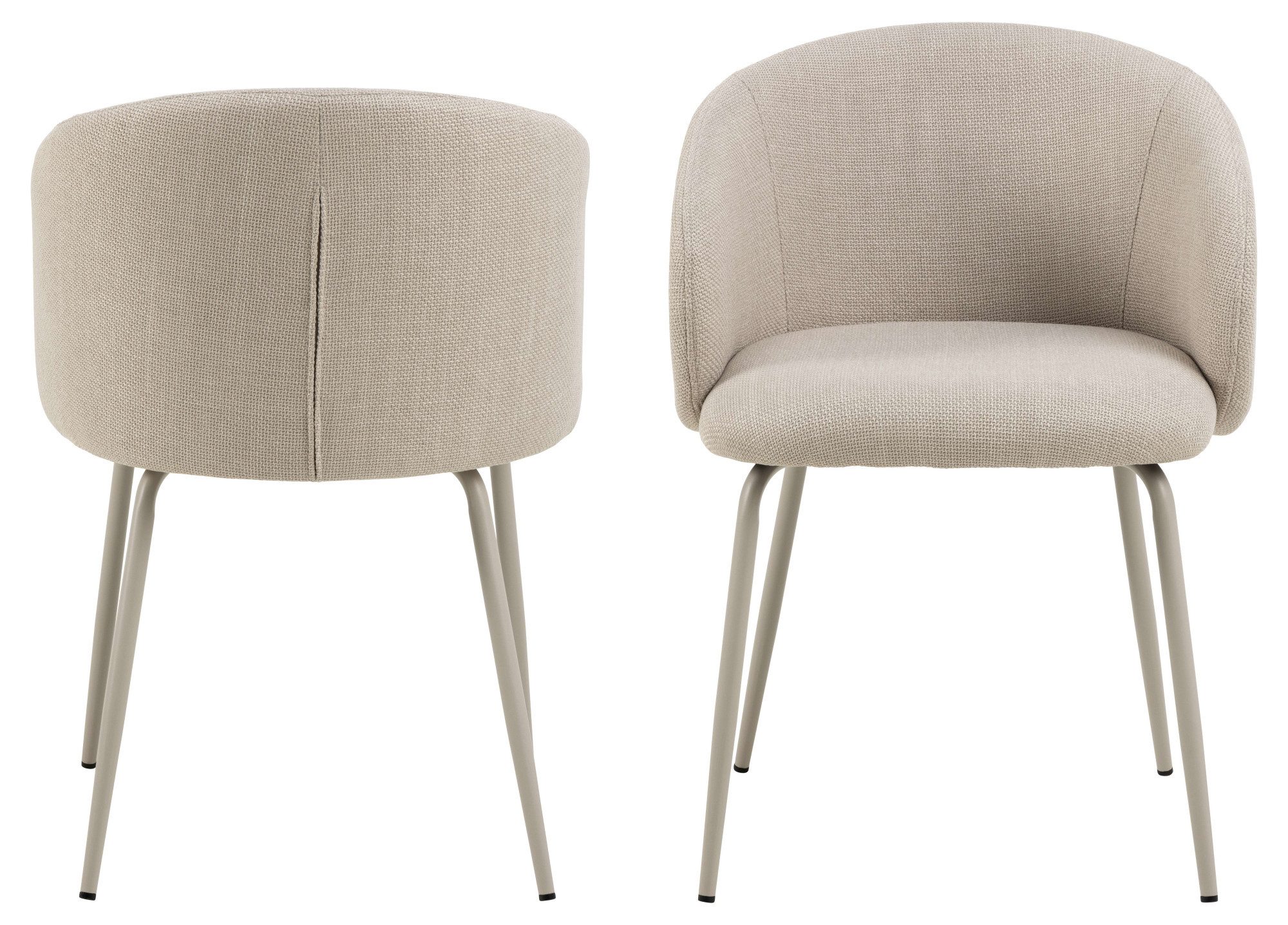 ACTONA GROUP Esszimmerstuhl Eleanor 2er Set, gepolstert mit Armlehne, bequem, modern, beige (Set), Skandinavisches Design, hoher Sitzkomfort & weicher Stoff