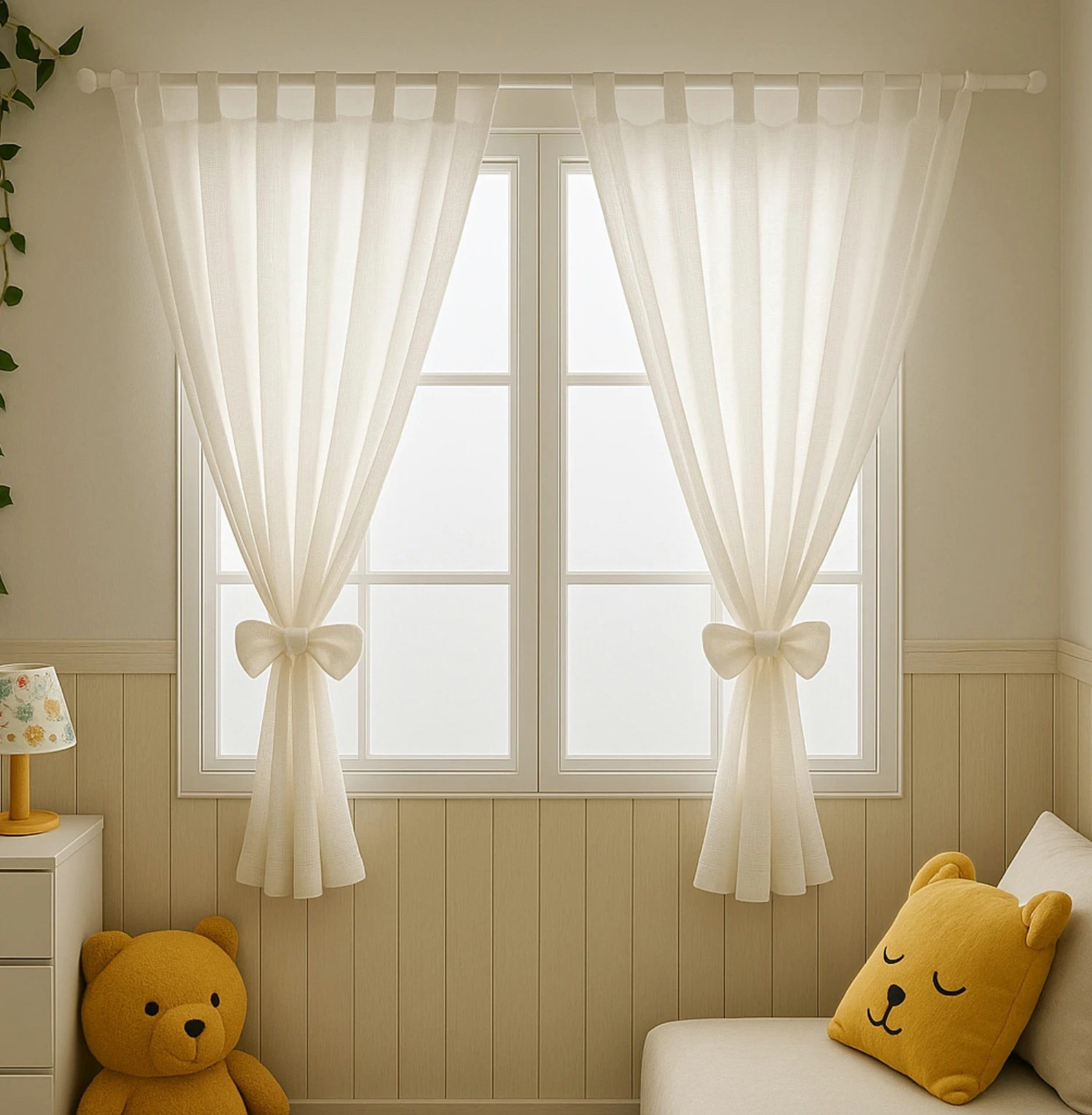 Alavya Home® Vorhang Alavya Home Vorhänge Schlaufen 100x150 cm Baumwolle - 2er-Set, Weiß (2 St), Schlaufen, blickdicht, Musselin, Blickdicht, 2er-Set, 100% Bio- – Bild 4 von 5