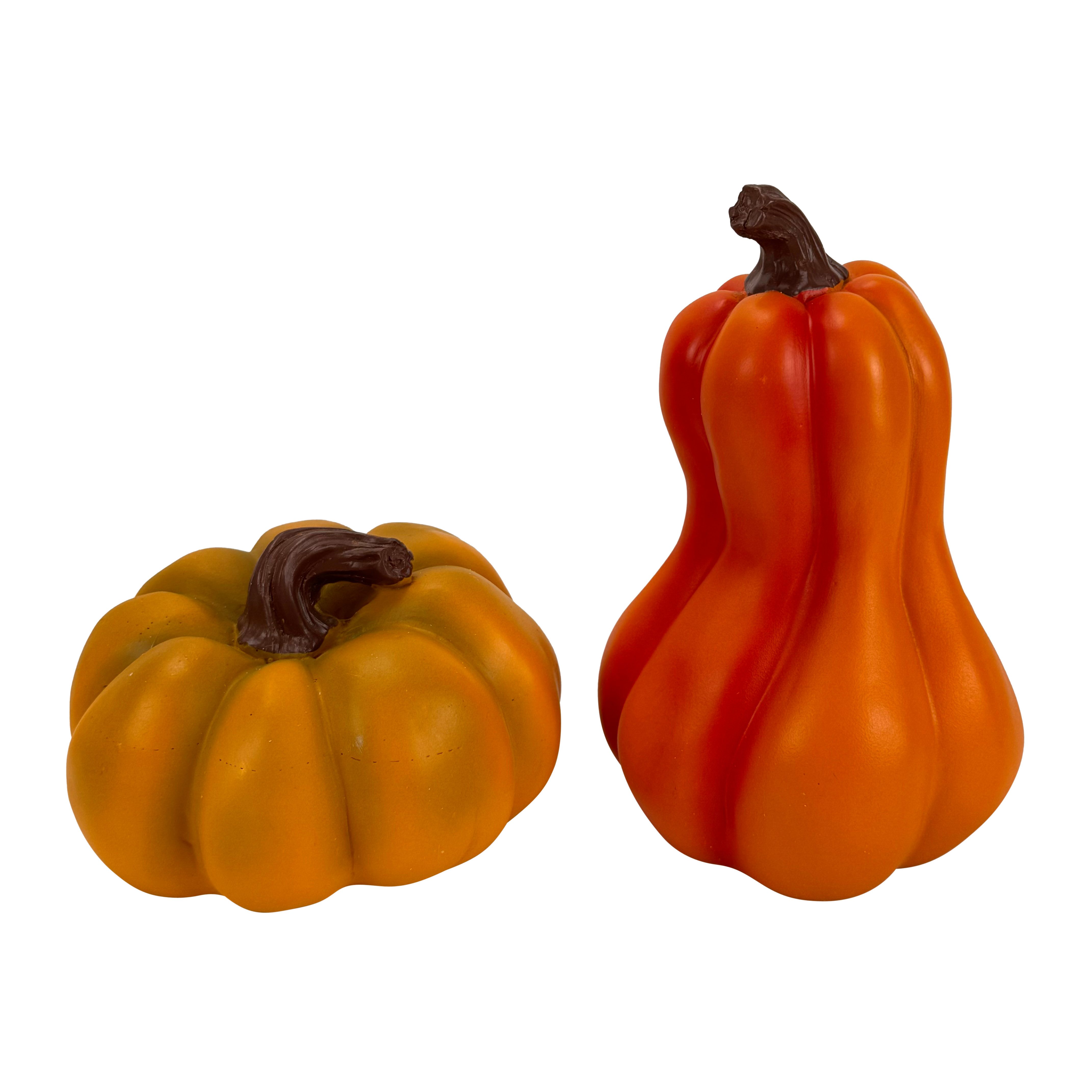 Online-Fuchs Dekofigur 8er Set Deko Kürbisse für draußen geeignet - Outdoor - Herbstdeko (bis 18 cm groß, natürliche Farben), für den Innen- und Außenbereich geeignet