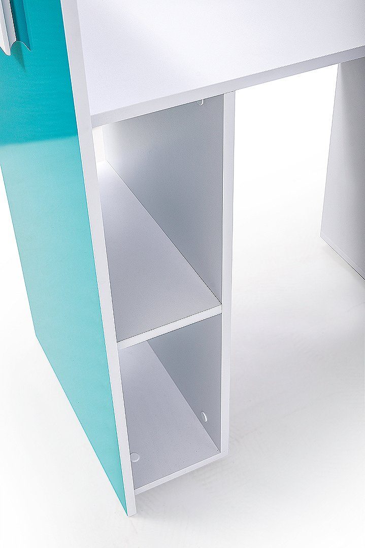 Hochbett Unique Home Schubladen Schreibtisch, mit Weiß/Weiß Schrank TOL 3L, Kinderbett und
