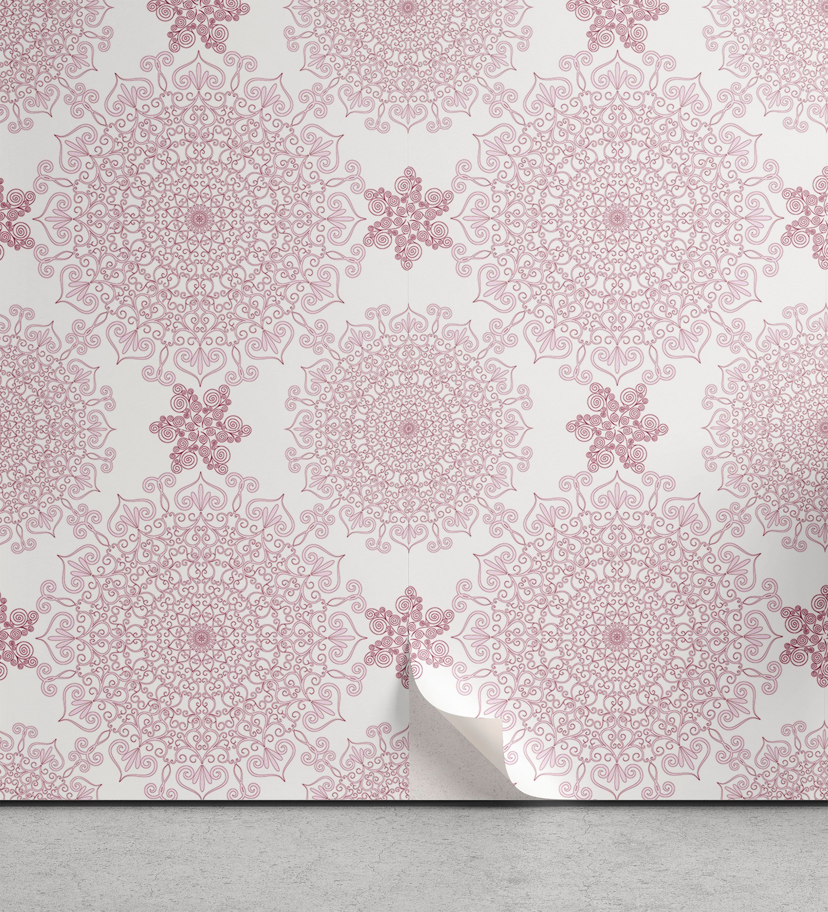 Abakuhaus Vinyltapete selbstklebendes Wohnzimmer Küchenakzent, lila Mandala viktorianischer Damast