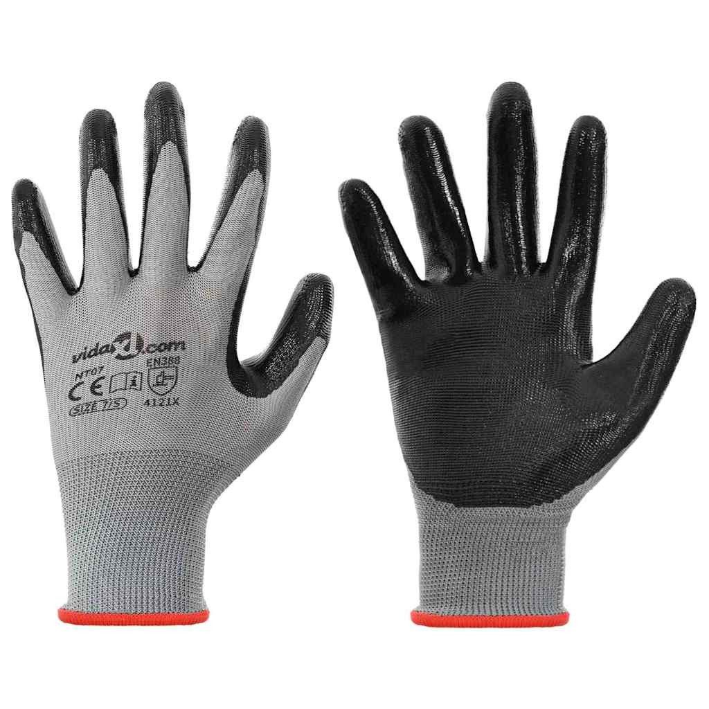 Arbeitshandschuh-Set Arbeitshandschuhe 24 pcs Grau und Schwarz 7 / S Polyester