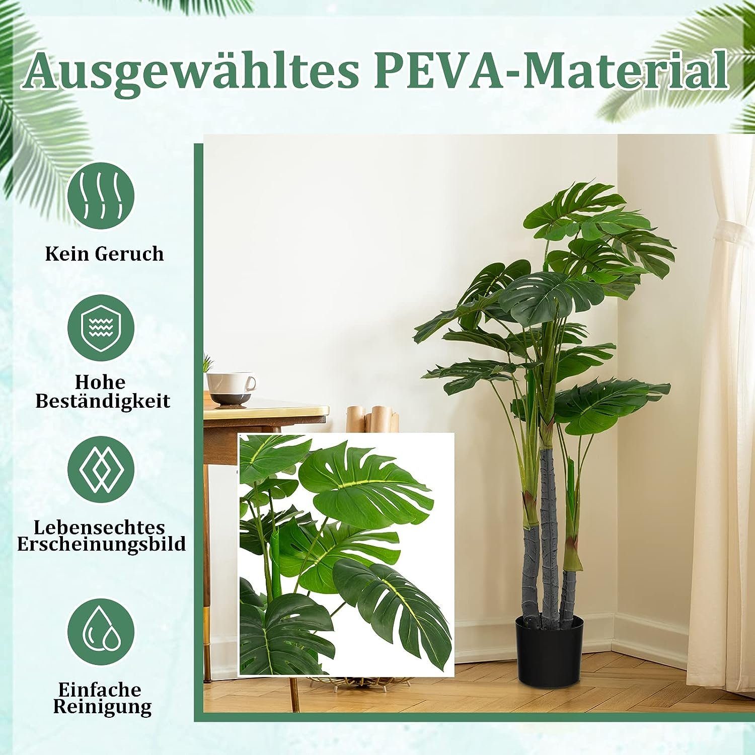 Kunstpflanze Monstera-Baum, KOMFOTTEU, Höhe 120 cm, günstig online kaufen