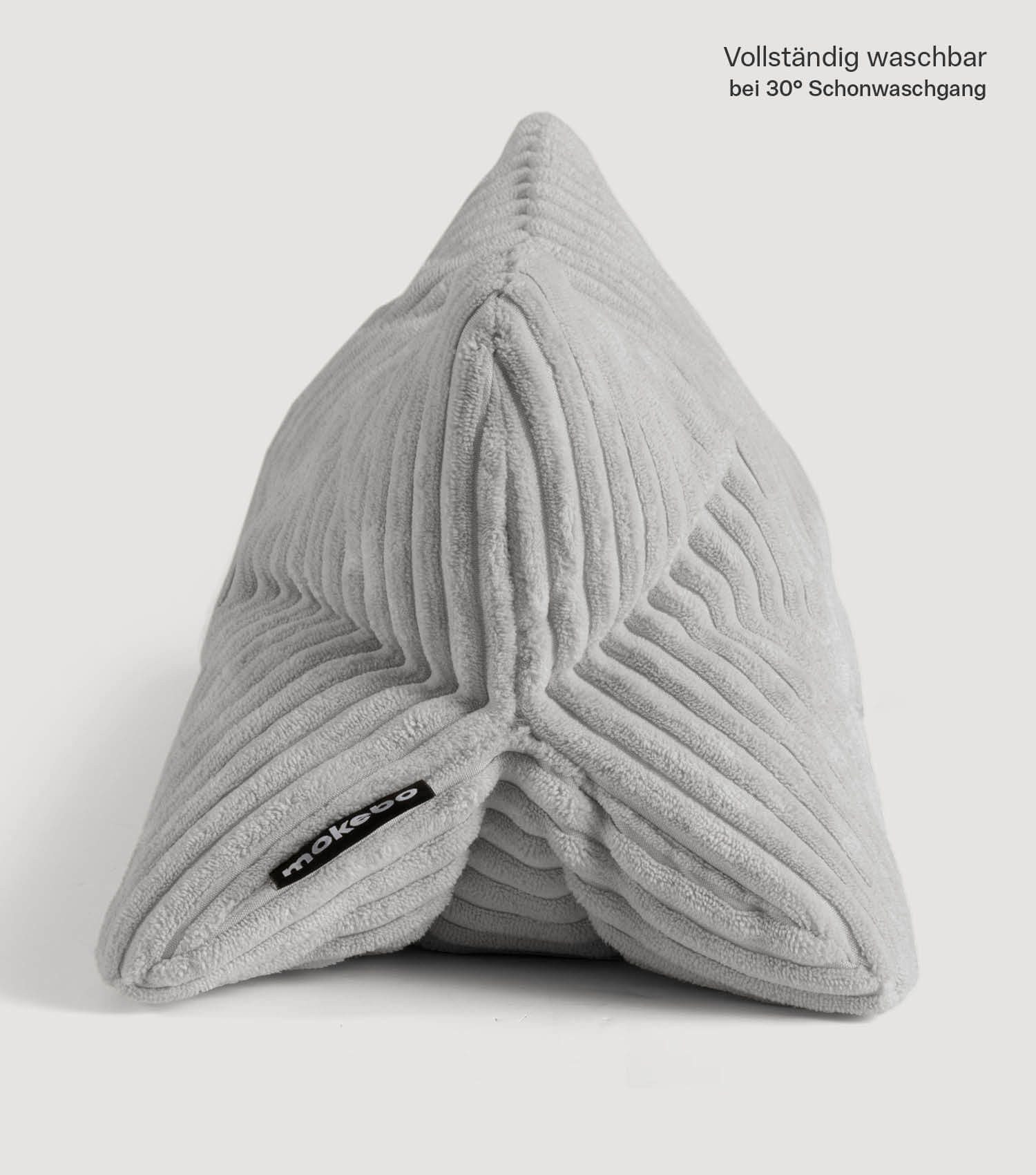 mokebo Nackenrolle Der Leseknochen, aus Cordstoff, Leseknochen oder Nackenkissen aus gemütlichen Cord Stoff in Grau