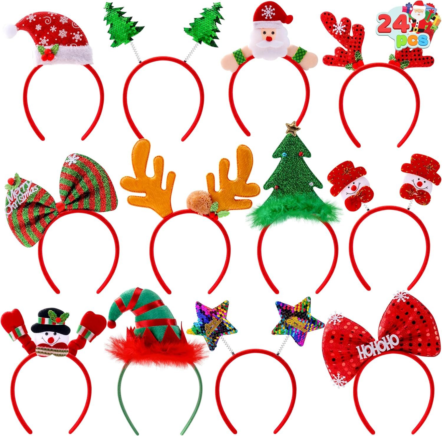 JOYIN Kostüm JOYIN Weihnachts Stirnbänder, 24er 12 Designs