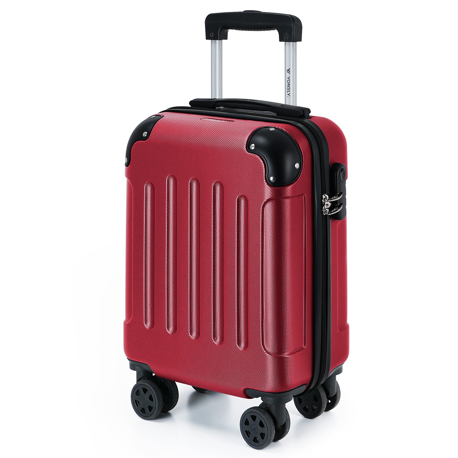 YONSLY Hartschalen-Trolley Hartschalen-Reisekoffer Trolley Rollkoffer in S/M/L/XL Größen, 4 Rollen, mit 360°-Lenkrollen, Zahlenschloss und mehrstufigem Teleskopgriff