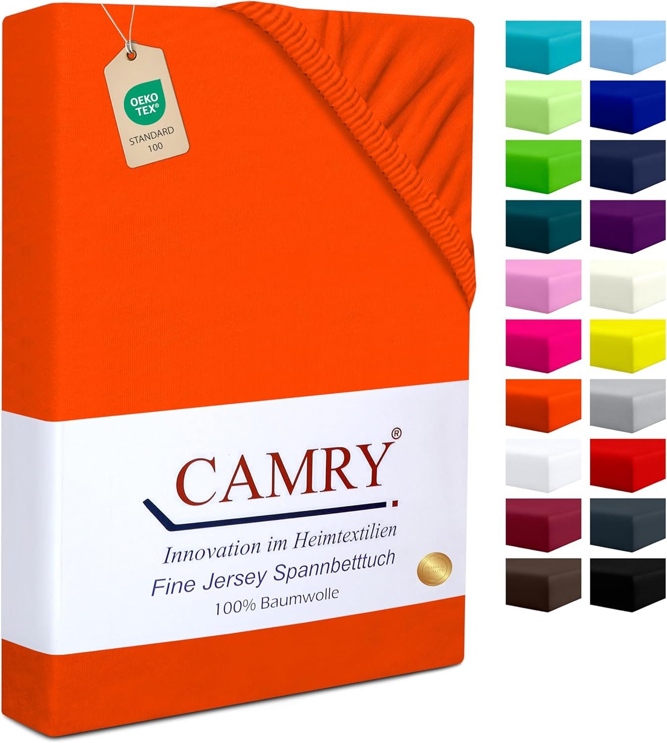 Camry Spannbettlaken CLASSIC Jersey 100% Baumwolle Spannbetttuch atmungsaktiv Gummizug, Jersey Baumwolle, Gummizug: rundum, 100% Baumwolle, alle Matratzenhöhen, atmungsaktiv, pflegeleicht