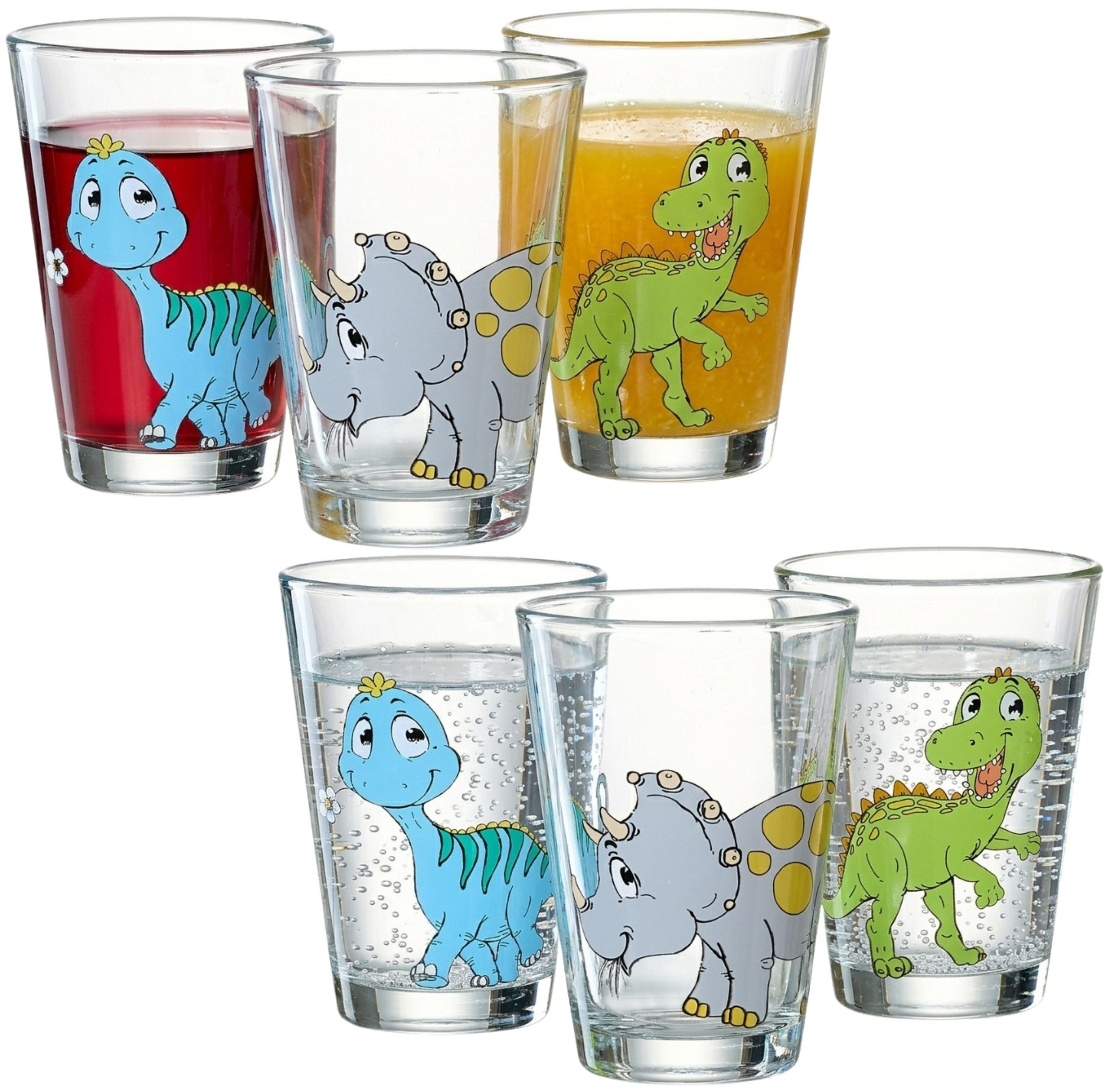 Ritzenhoff & Breker Kinderbecher Dino, 6-tlg., Glas, je 200 ml