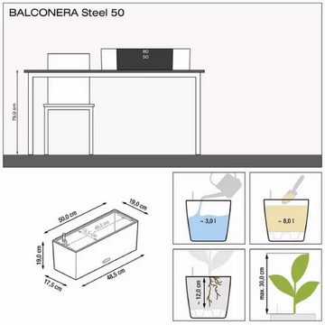 Lechuza® Balkonkasten Balconera Steel 50 perlgrau (Komplettset)