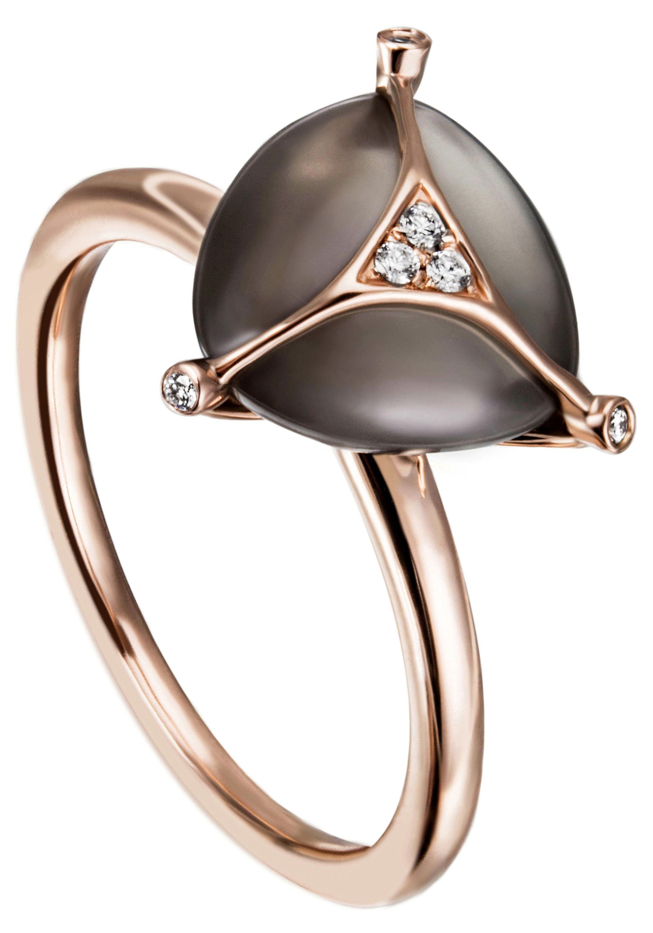 Damen Schmuck JOBO Diamantring Ring mit Mondstein und 6 Diamanten, 585 Roségold