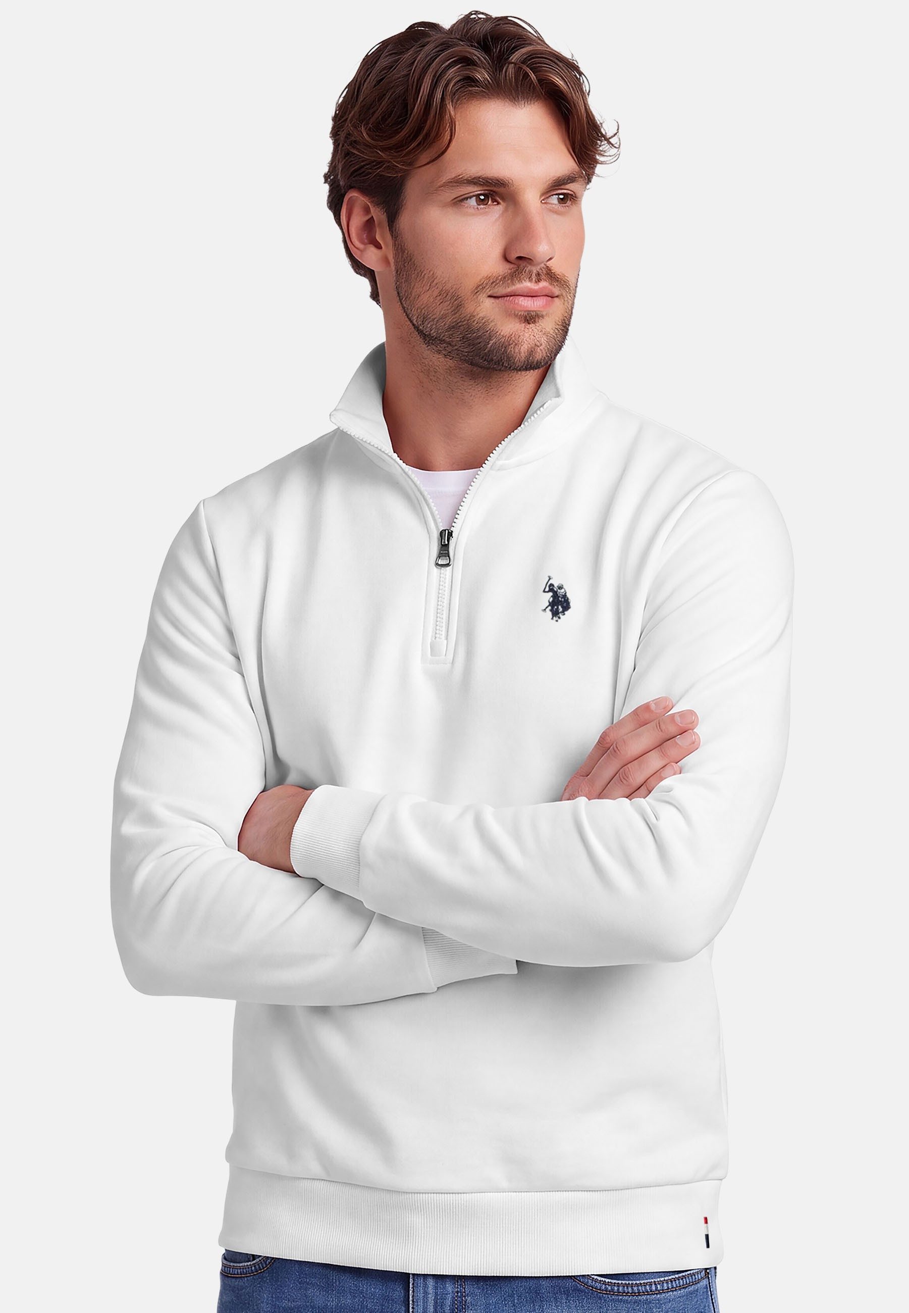 U.S. Polo Assn. Stehkragenpullover USNiico – Herren Half-Zip Pullover mit Logo-Stickerei Weiche Baumwollmischung, sportlich-elegantes Design und hoher Komfort – Bild 2 von 5