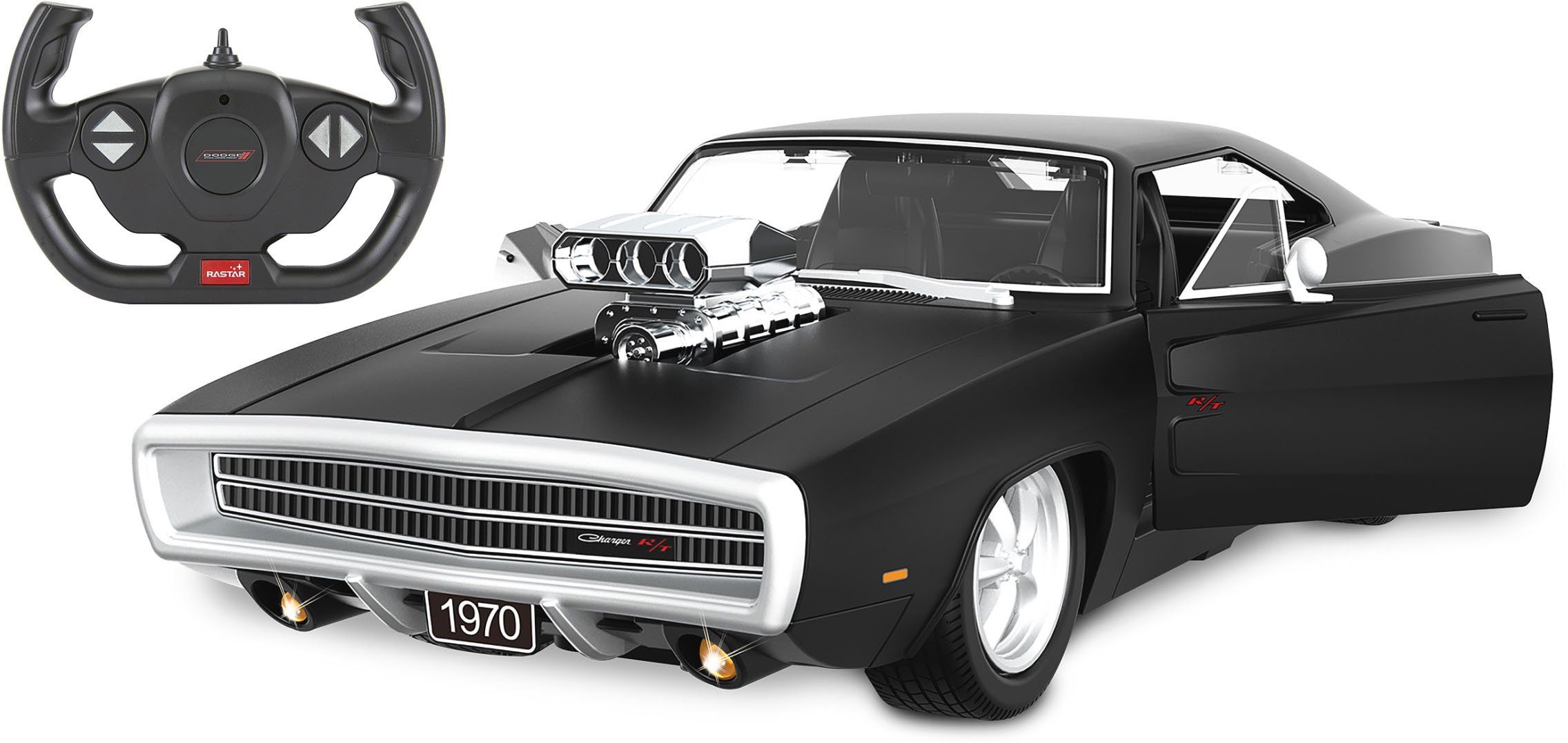 RC-Auto Dodge Charger R/T 1970, 1:16, schwarz, 2,4GHz