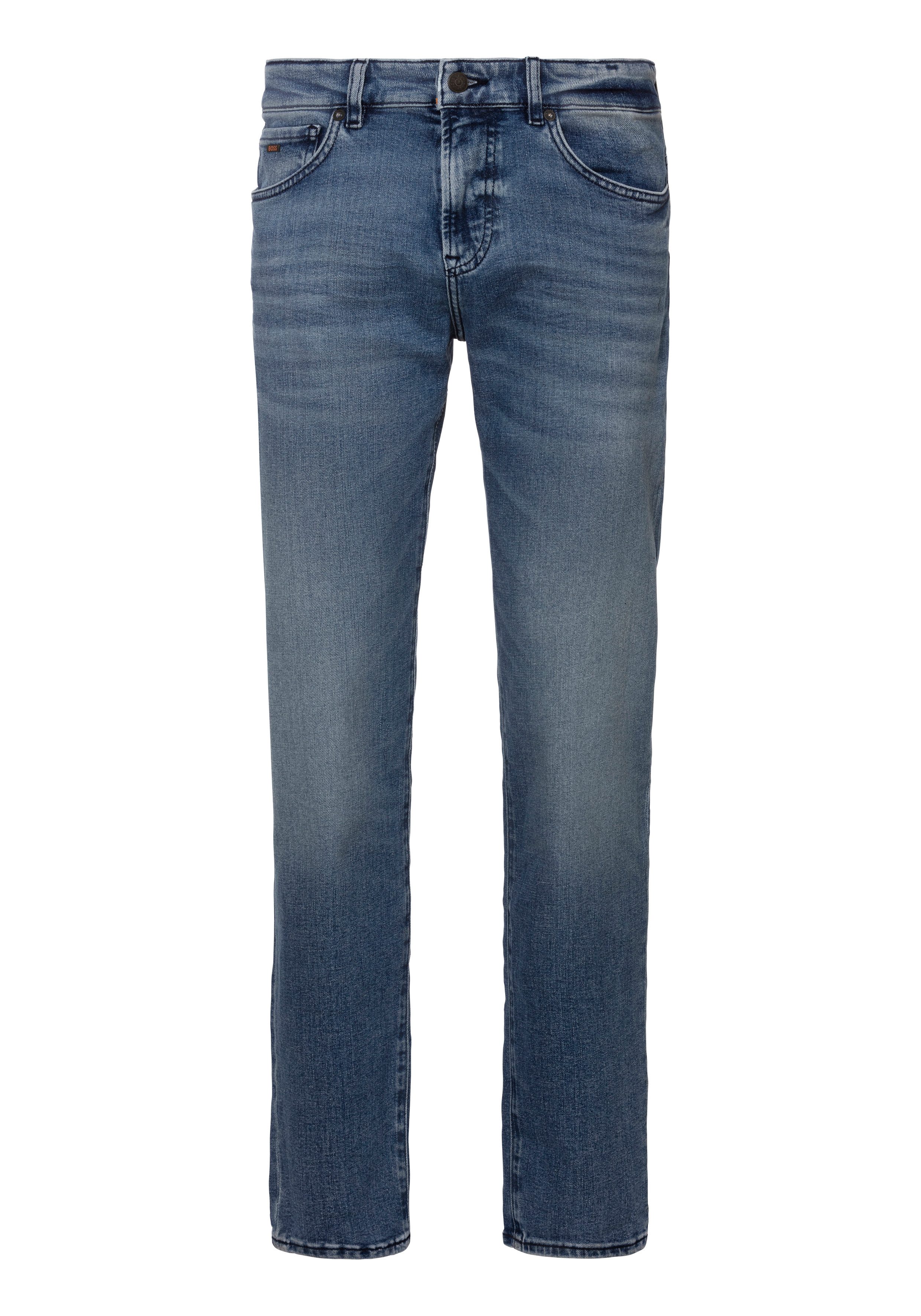 BOSS ORANGE Straight-Jeans Maine BC mit BOSS Leder-Badge