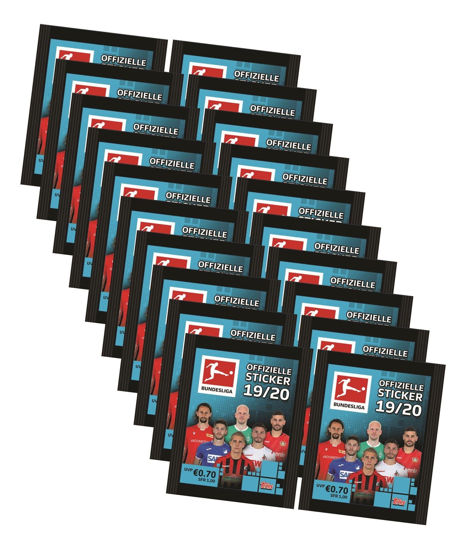 Sticker Topps Bundesliga Sticker 2019 / 2020 - 20 Tüten (100 Sammelsticker)