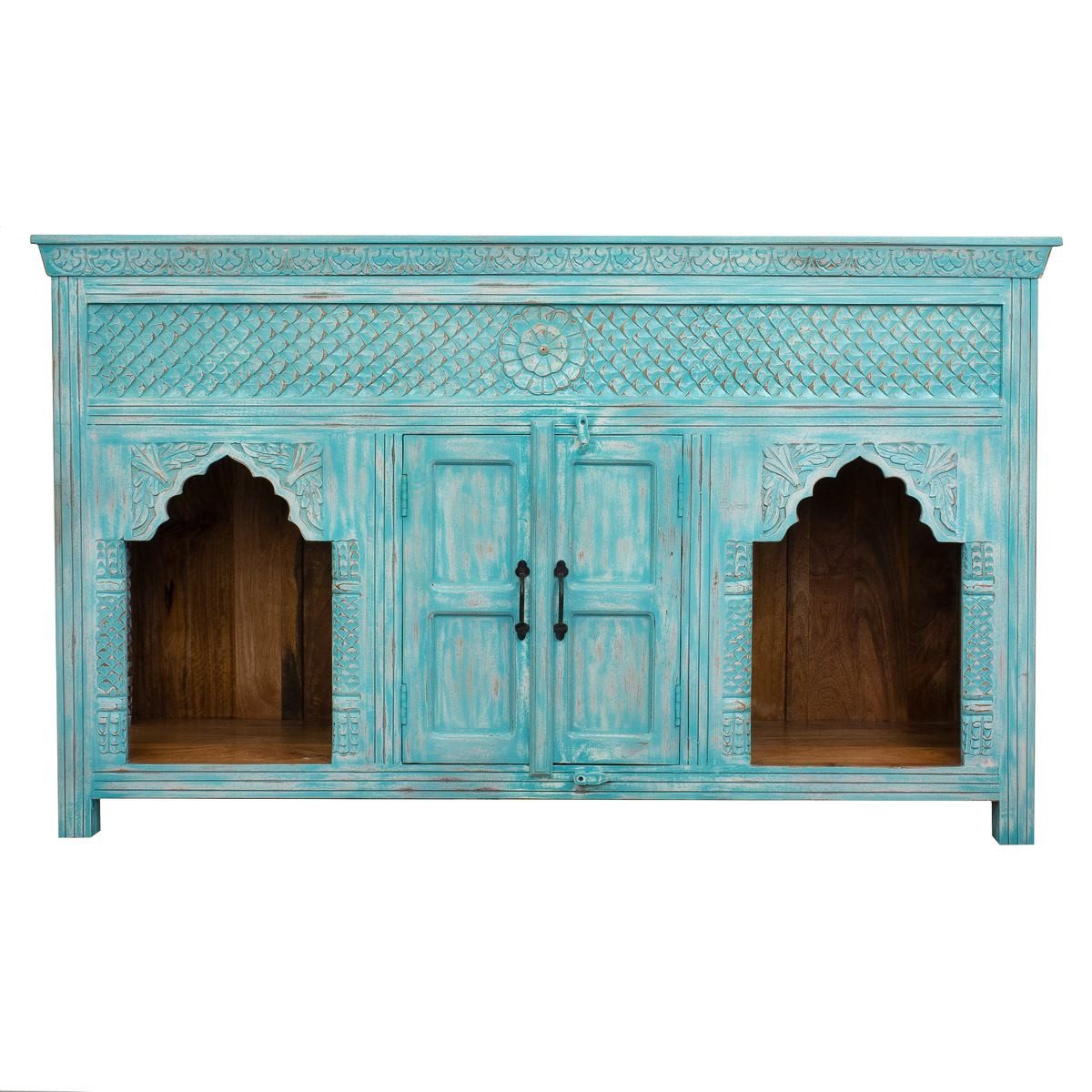 Unterschrank Türkis Türkiser Konsolentisch Sideboard Priya Indien 165 cm