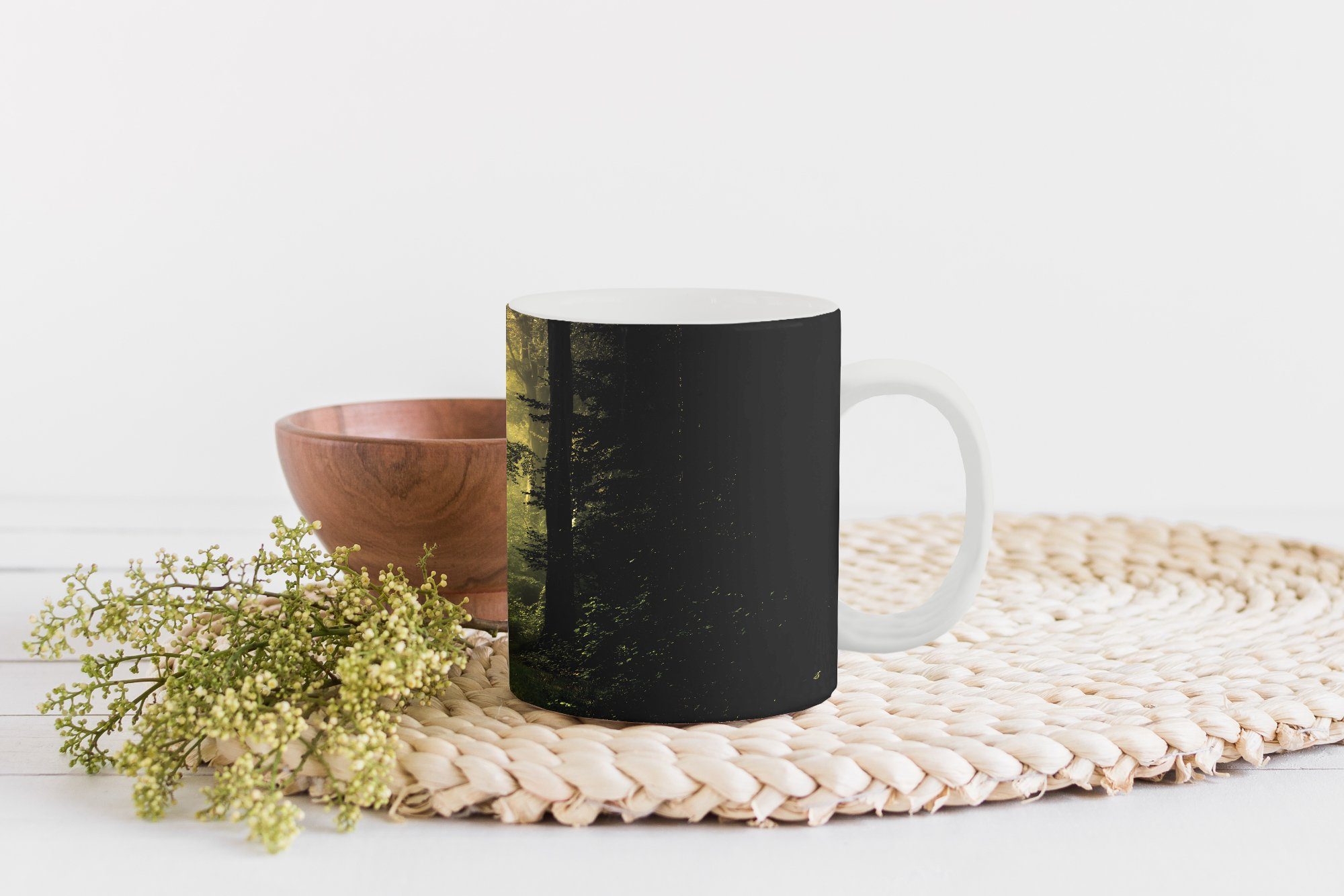 Teetasse, Pflanzen MuchoWow - Becher, Tasse Keramik, Geschenk - Teetasse, Kaffeetassen, Bäume - Blätter, Wald