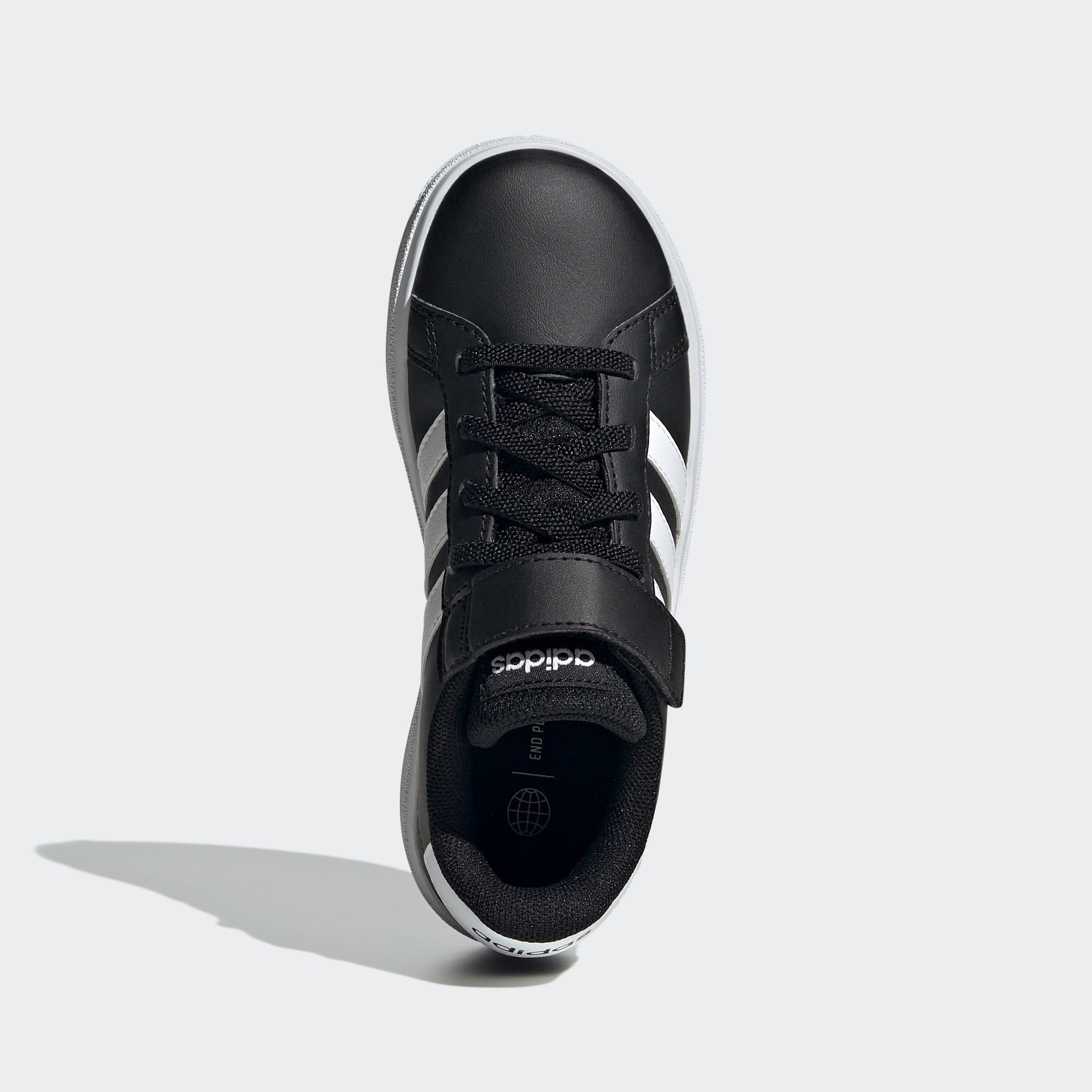 adidas Sportswear GRAND COURT Black auf Spuren / COURT White Cloud des / den Superstar TOP AND Sneaker LACE Core Design STRAP Core Black ELASTIC adidas