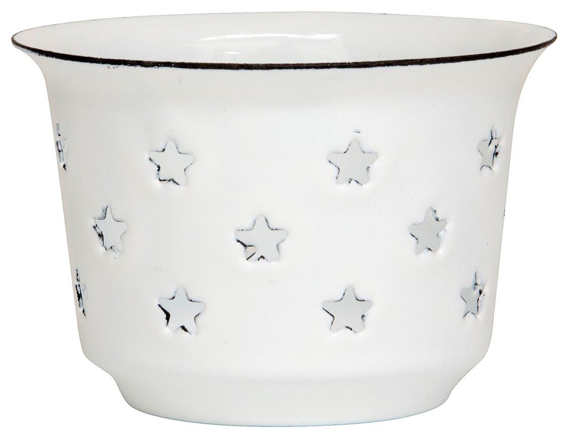 Ib Laursen Kerzenhalter IB Laursen Teelicht Halter EMAILLE WEISS mit STERNEN