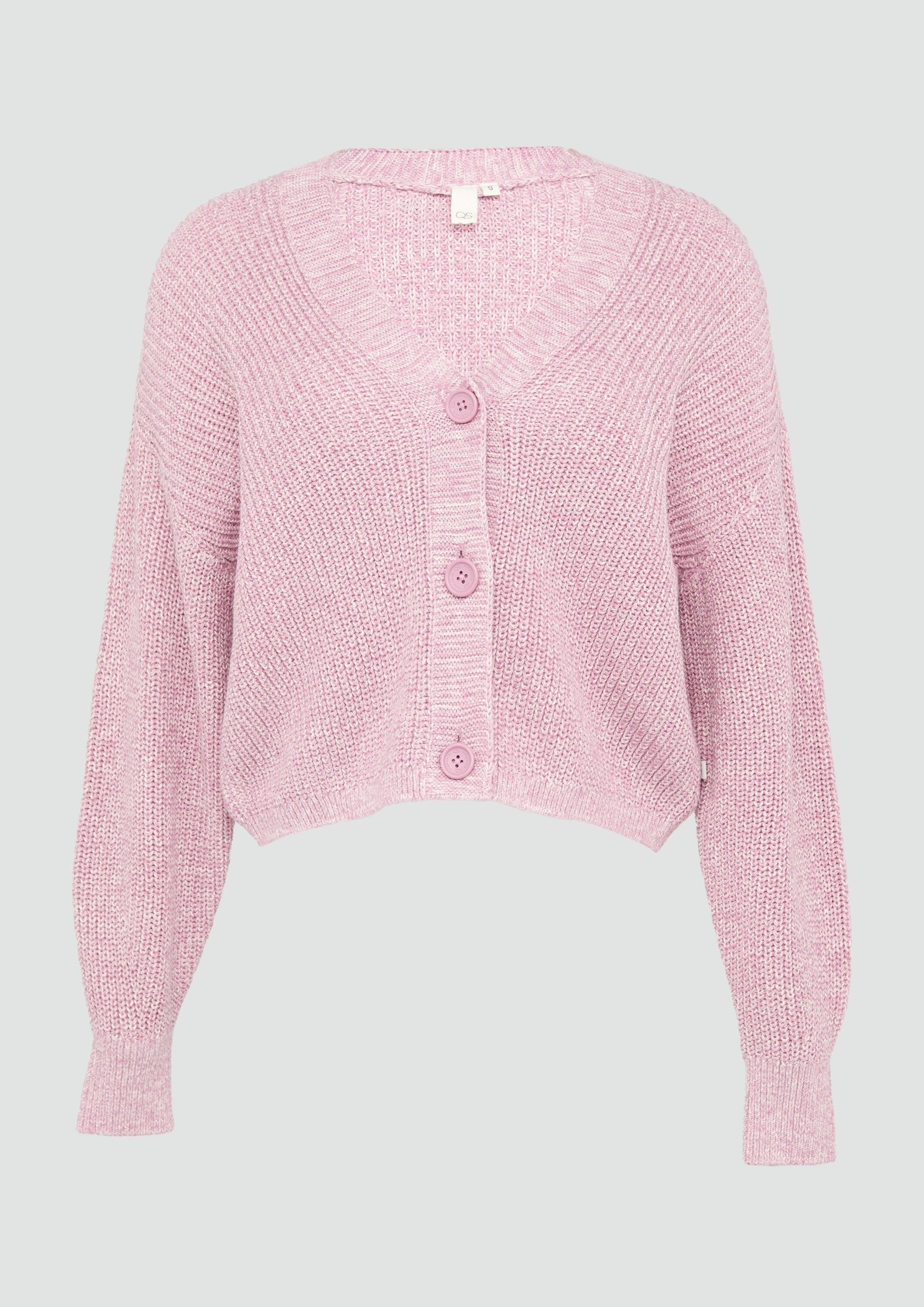 QS Cardigan Strickjacke Kurze Strickjacke aus Baumwollmix mit Knöpfen