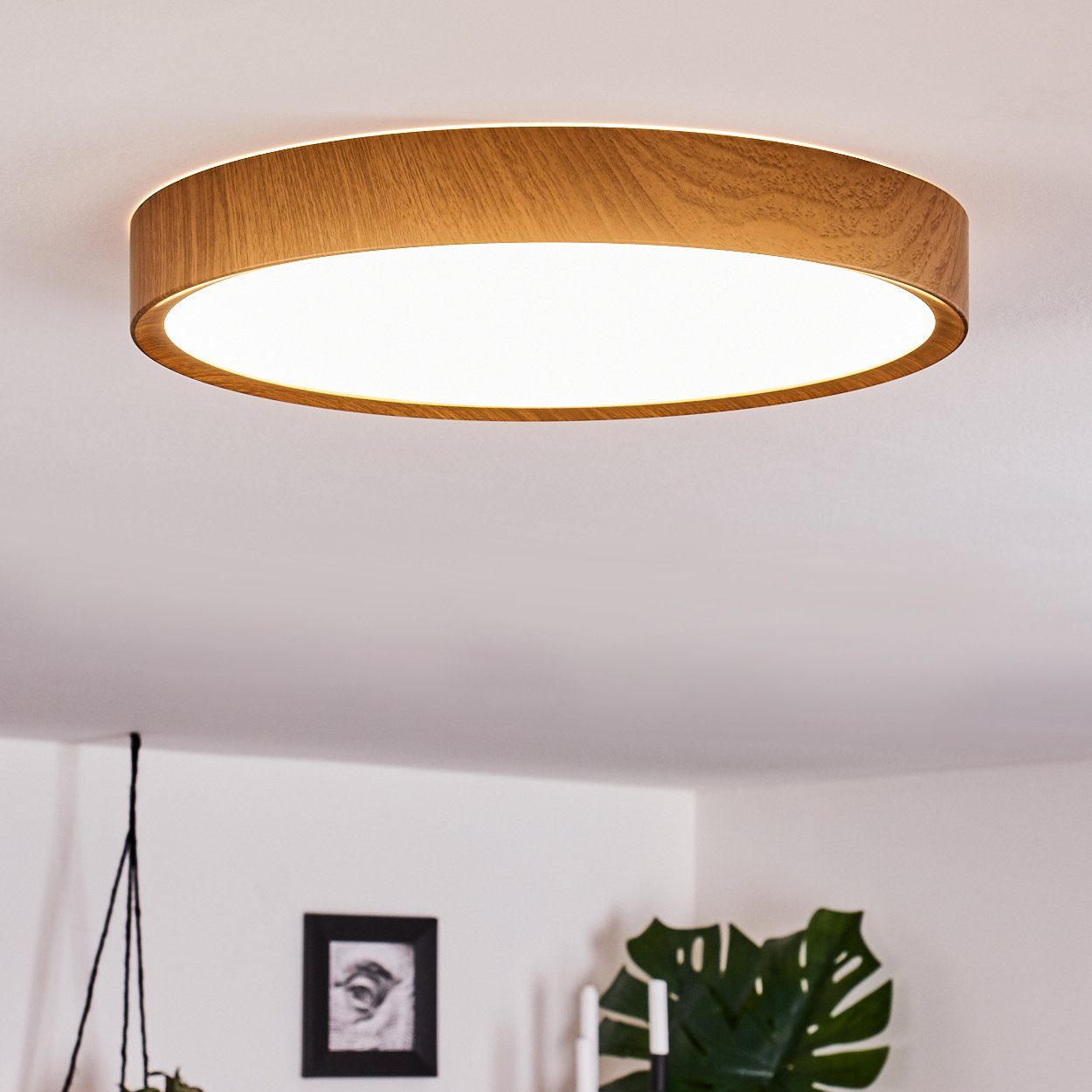 Wohn hofstein Schlaf Deckenleuchte Strahler rund Lampe Raum Flur Zimmer LED holzoptik Decken