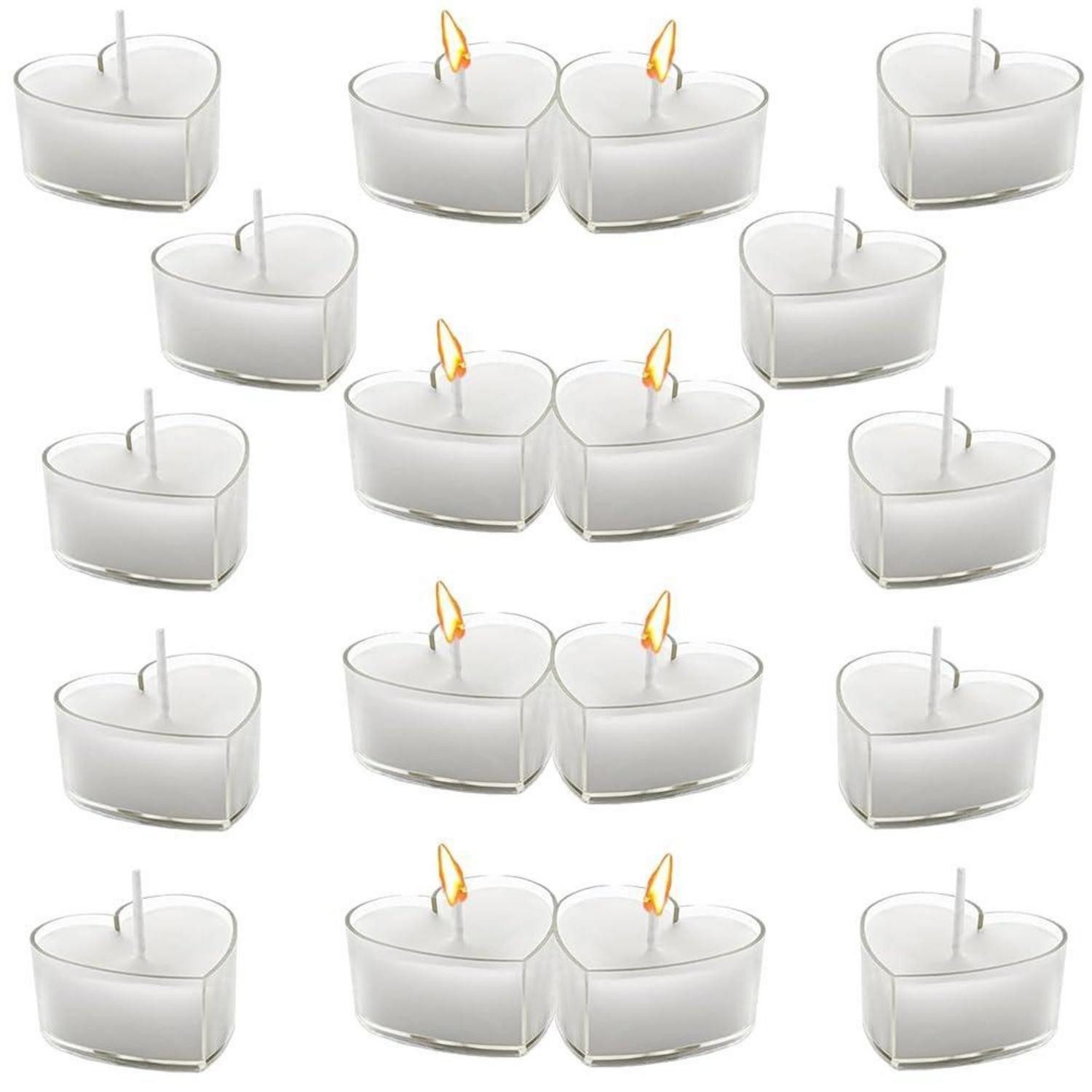 LuxusKollektion Formkerze Herzkerzen Weiß 18 Stück 4cm