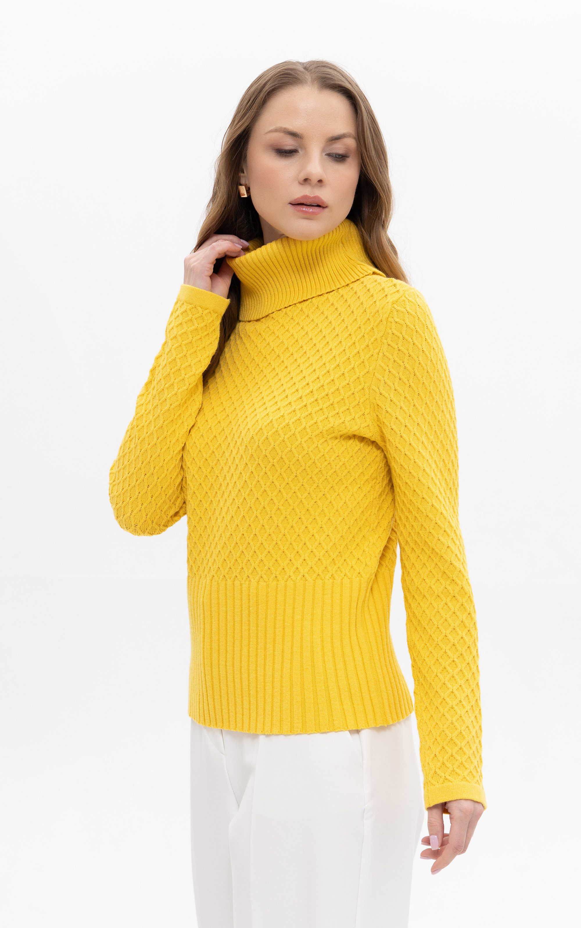 Passioni Rollkragenpullover mit Strukturmuster