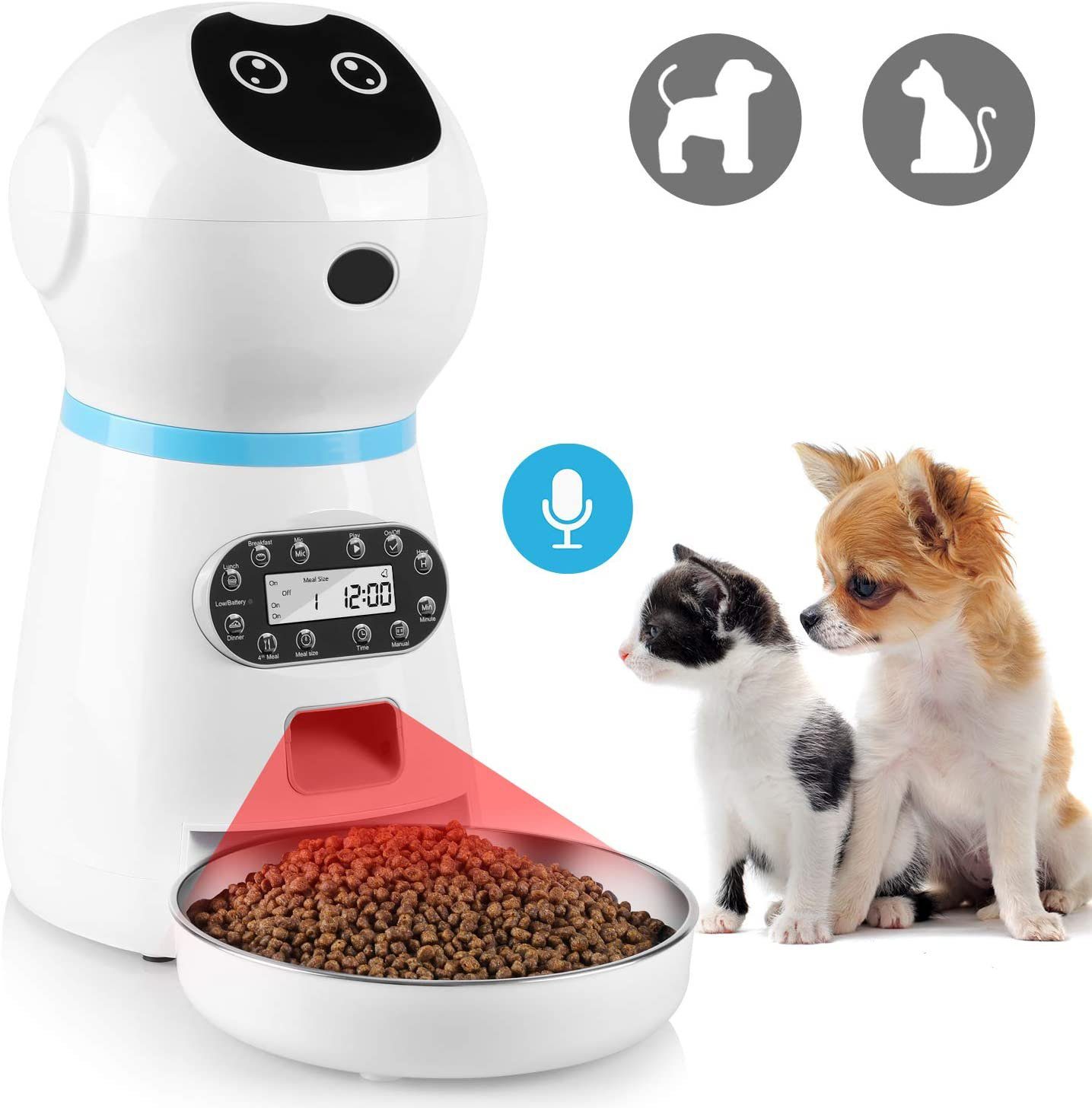 Pedy Futterspender, Automatischer Futterspender Katze Futterautomat Cat  Feeder mit Timer und 10s Sprachaufnahme, bis zu 4 Mahlzeiten pro Tag  (3,5Liter) online kaufen | OTTO
