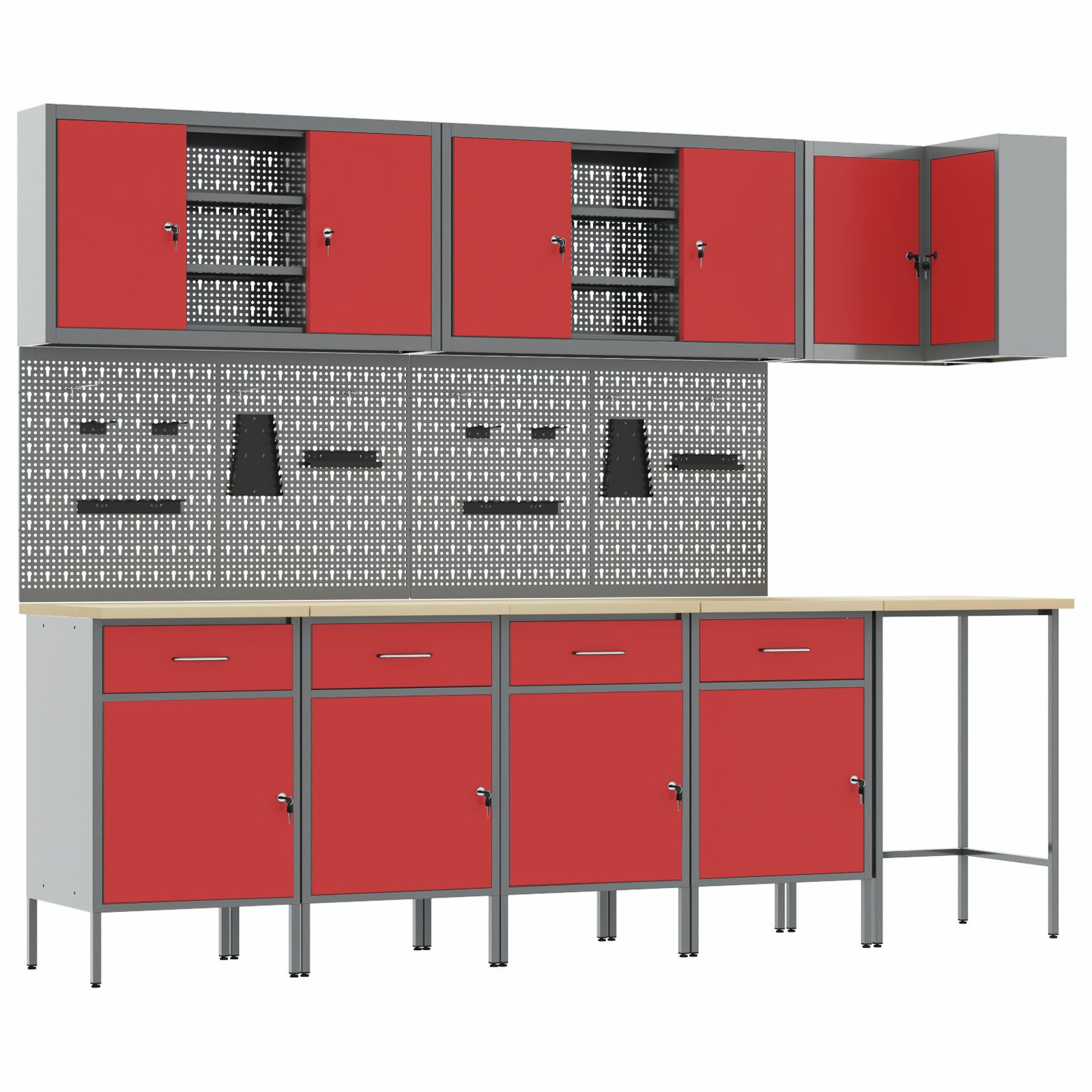 vidaXL Werkbank 12-tlg. Werkstattschrank-Set mit Stecktafel günstig online kaufen