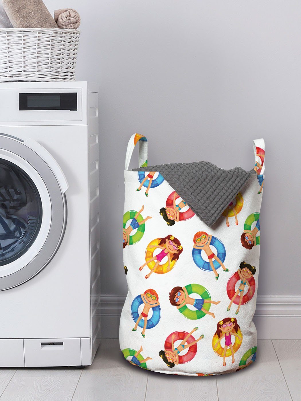 Abakuhaus Wäschesäckchen Wäschekorb mit Griffen für Kinder Sommer Pool Kordelzugverschluss im Sommer Waschsalons