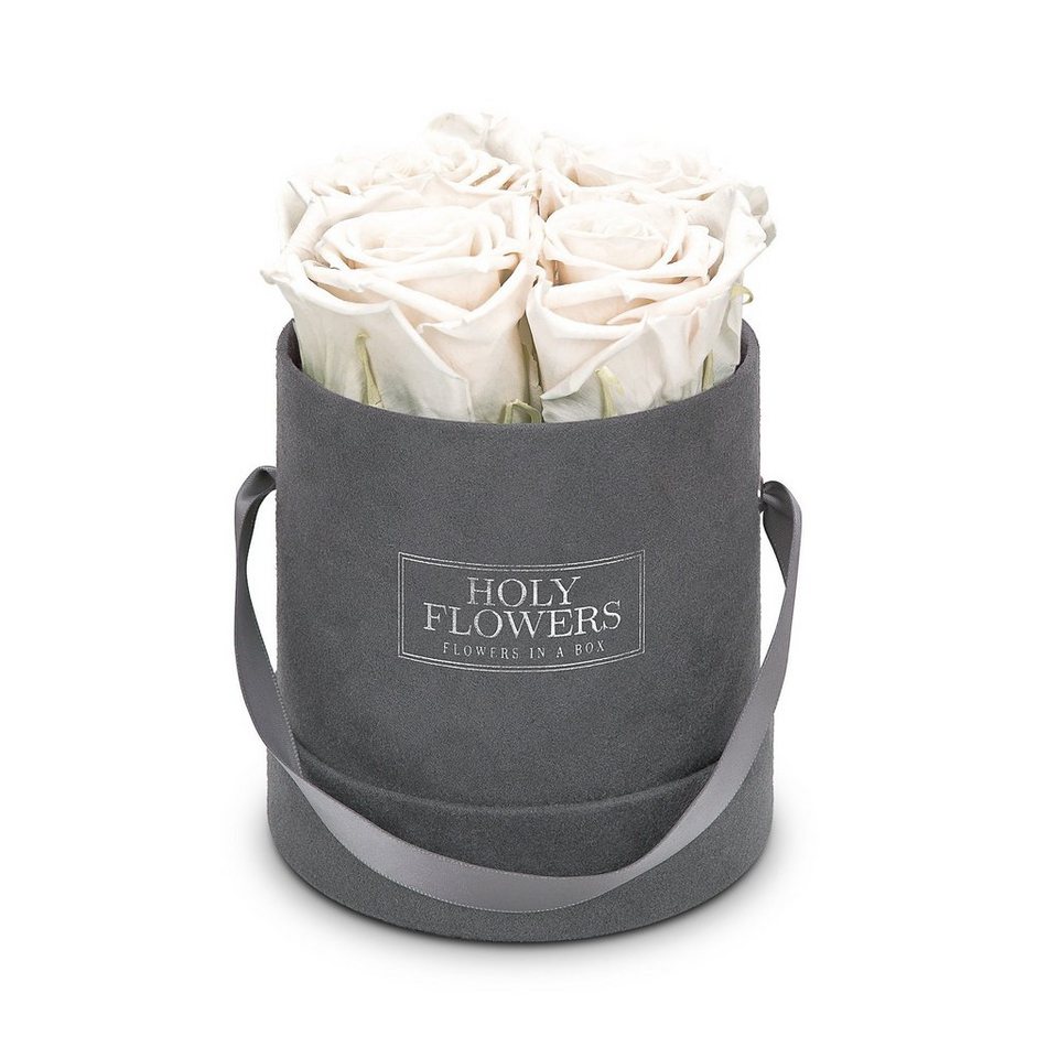 Kunstblume Rosenbox aus Samt mit 4-5 Infinity Rosen I 3 Jahre haltbar I  Echte, duftende konservierte Blumen I by Raul Richter Infinity Rose, Holy  Flowers, Höhe 11 cm