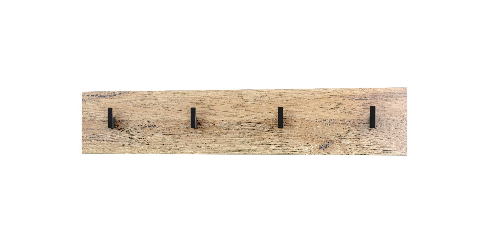 Vladon Garderobenpaneel Linea (Wandgarderobe, mit 4 Kleiderhaken), Eiche Natur (72 x 14,5 x 3,5 cm)