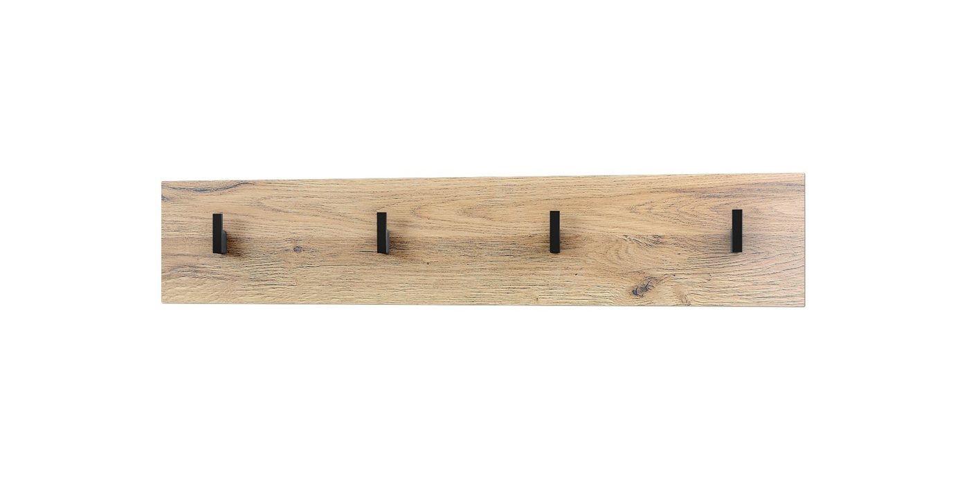 Vladon Garderobenpaneel Linea V2 (Wandgarderobe, mit 4 Kleiderhaken), Eiche Natur (72 x 14,5 x 3,5 cm)