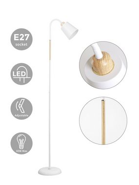 ANTEN LED Stehlampe Weiß Metall Stehleuchte 360° Schwenkbare Leselampe 159cm Höhe, für Wohnzimmer Schlafzimmer