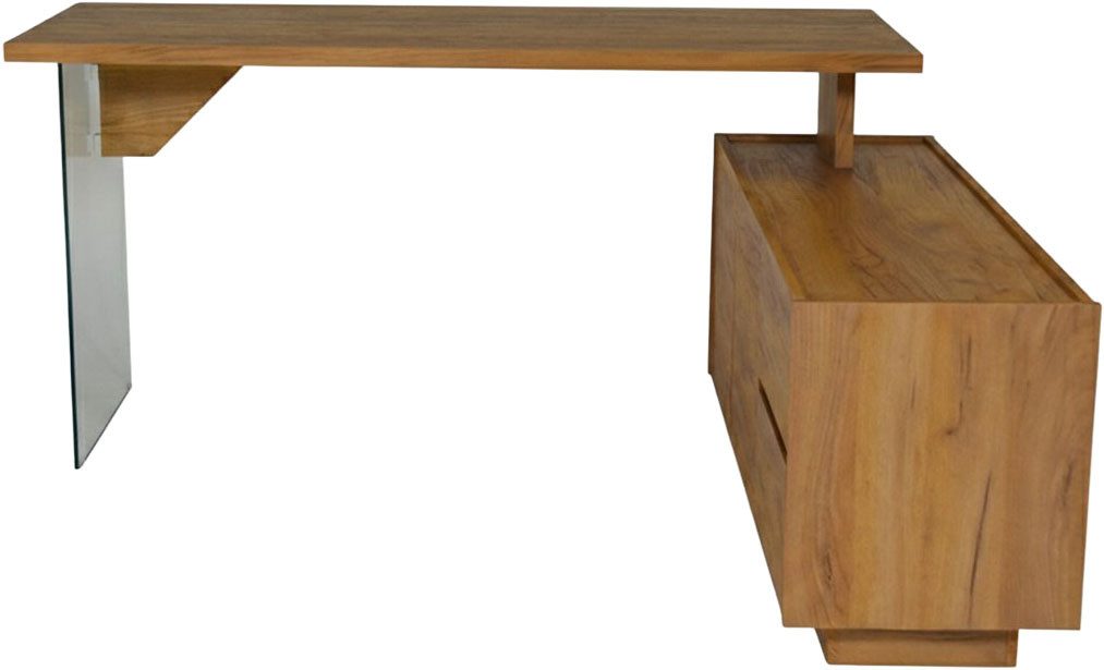 Jahnke Eckschreibtisch LUX C 160 E, Eckschreibtisch, wechselseitig montierbar, Glas, 2 Fächer+2Schubladen