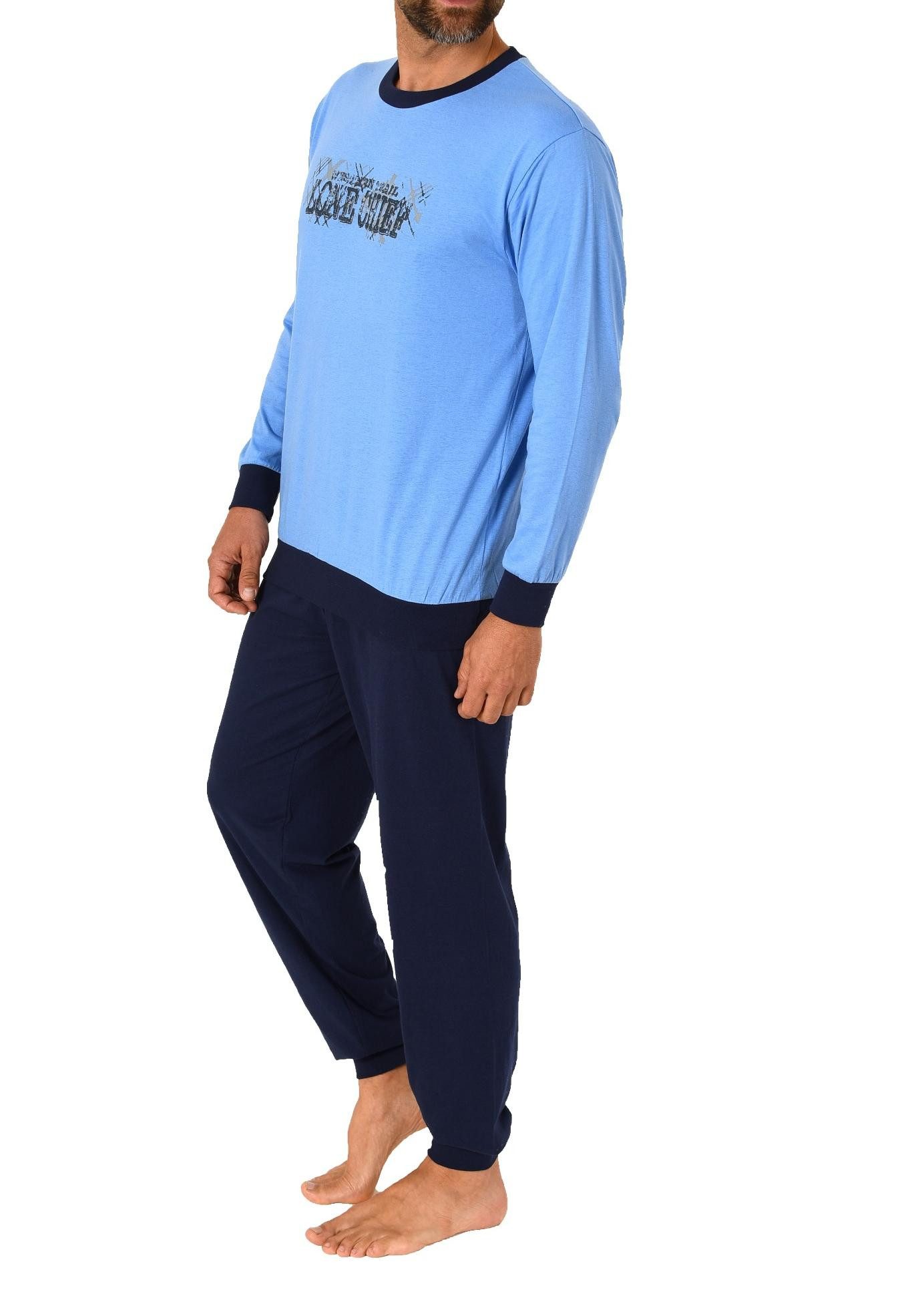 RELAX by Normann Pyjama Herren Pyjama langarm Schlafanzug mit Bündchen und günstig online kaufen