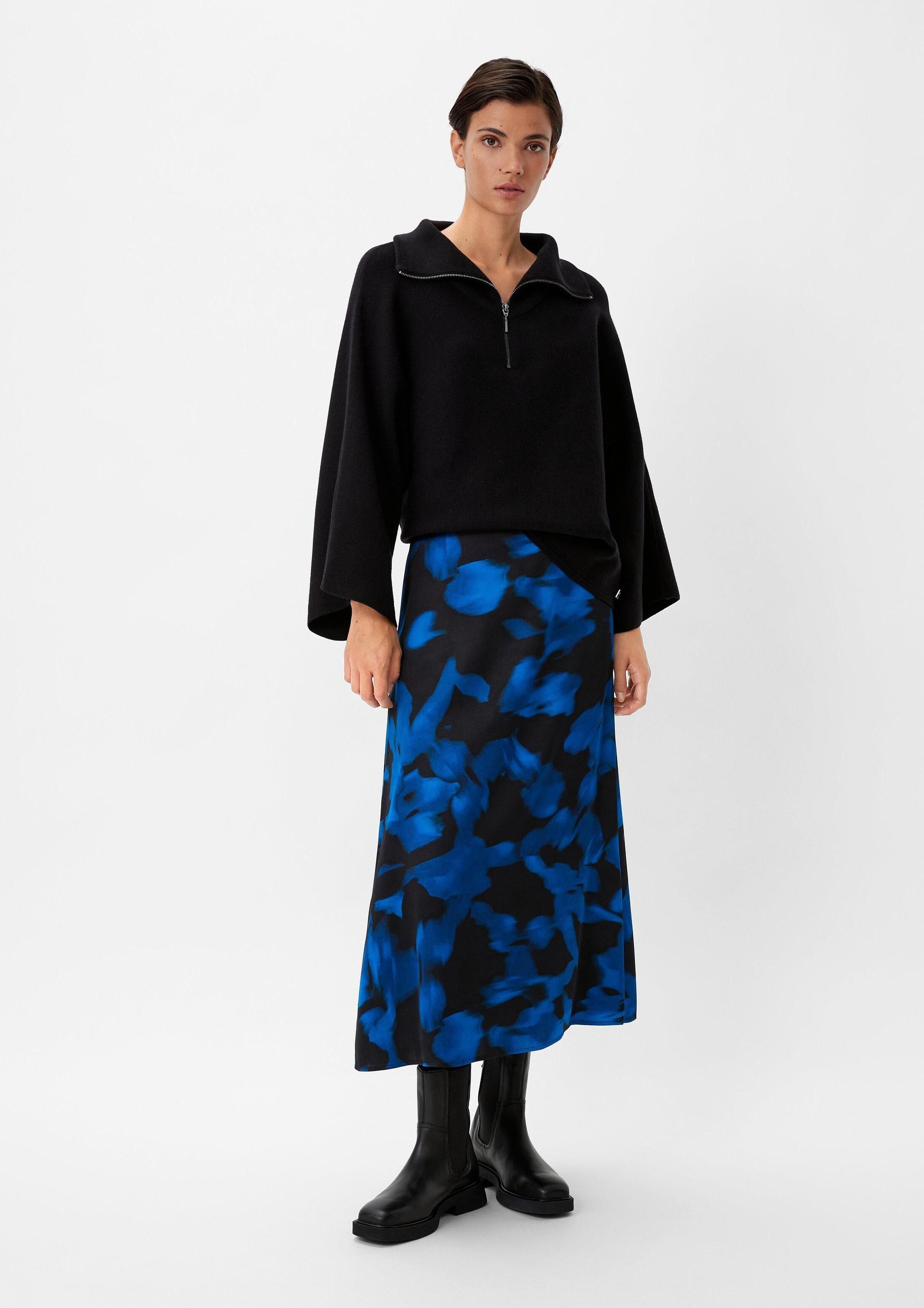 comma Maxirock Rock Satinrock mit All-over-Print