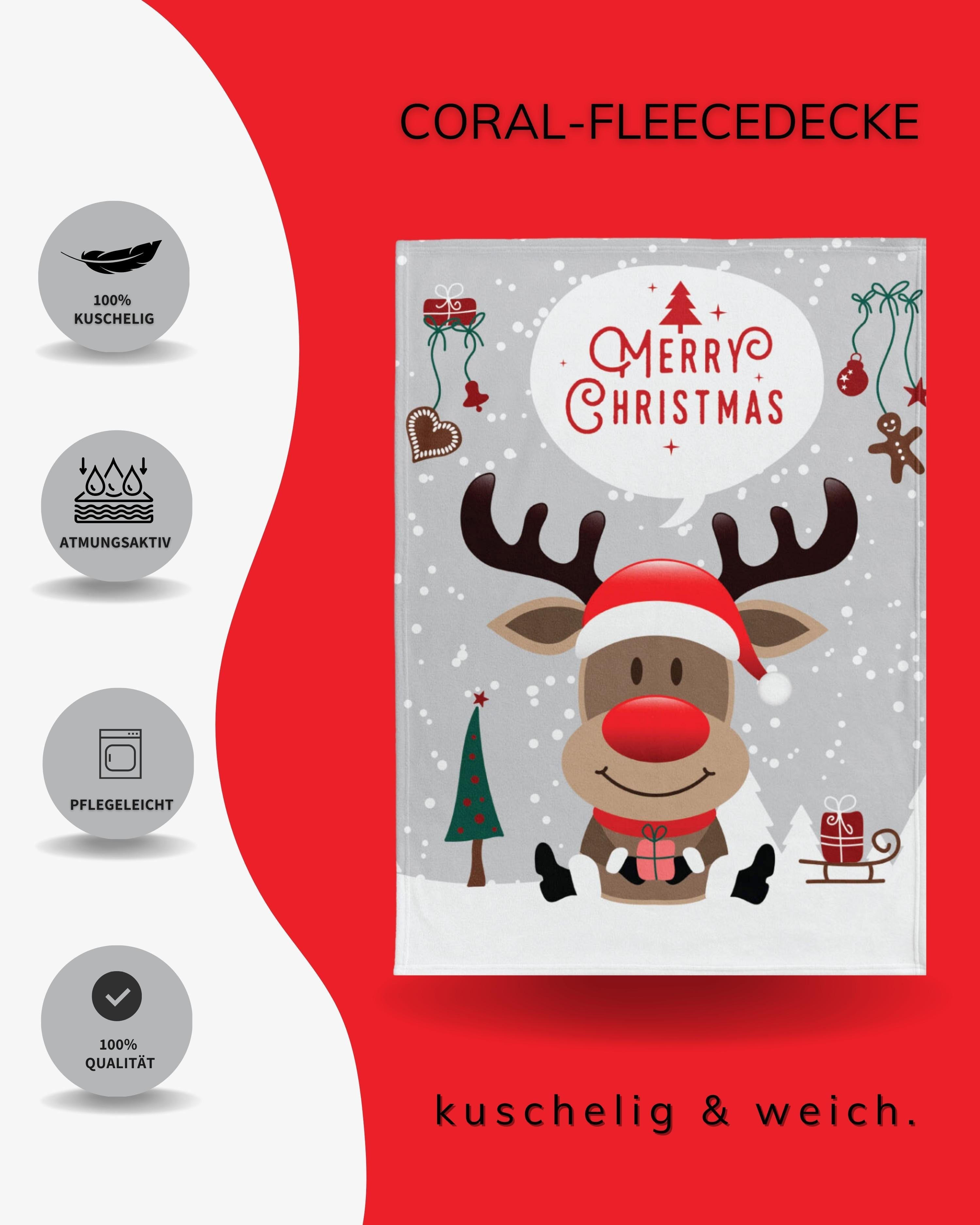 Wohndecke Merry Christmas flauschig 150x200 cm, Geschenk für Frauen und Män günstig online kaufen