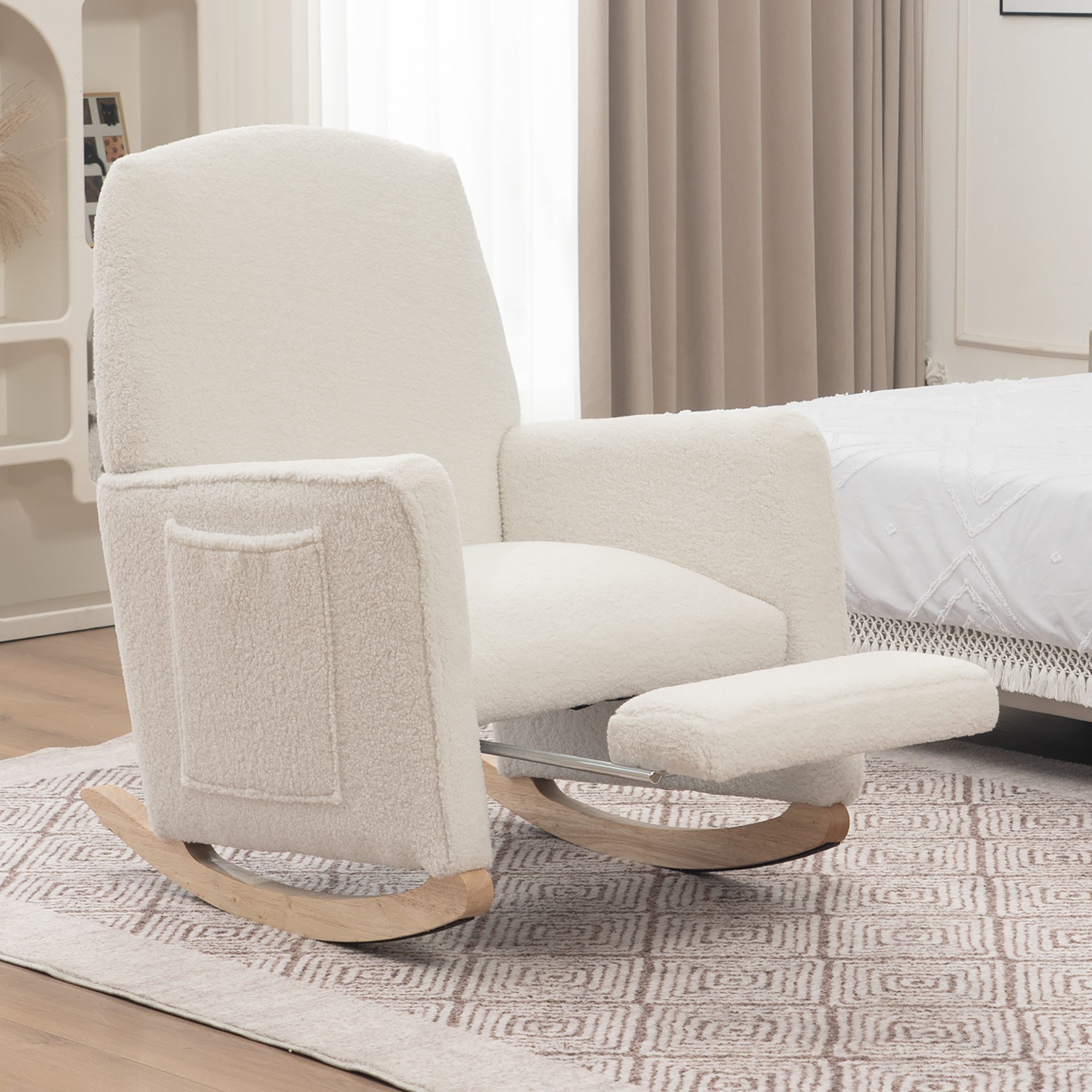 Celya Stuhl Schaukelstuhl Relaxsessel mit Hocker,110kg Belastbarkeit,Holzra günstig online kaufen