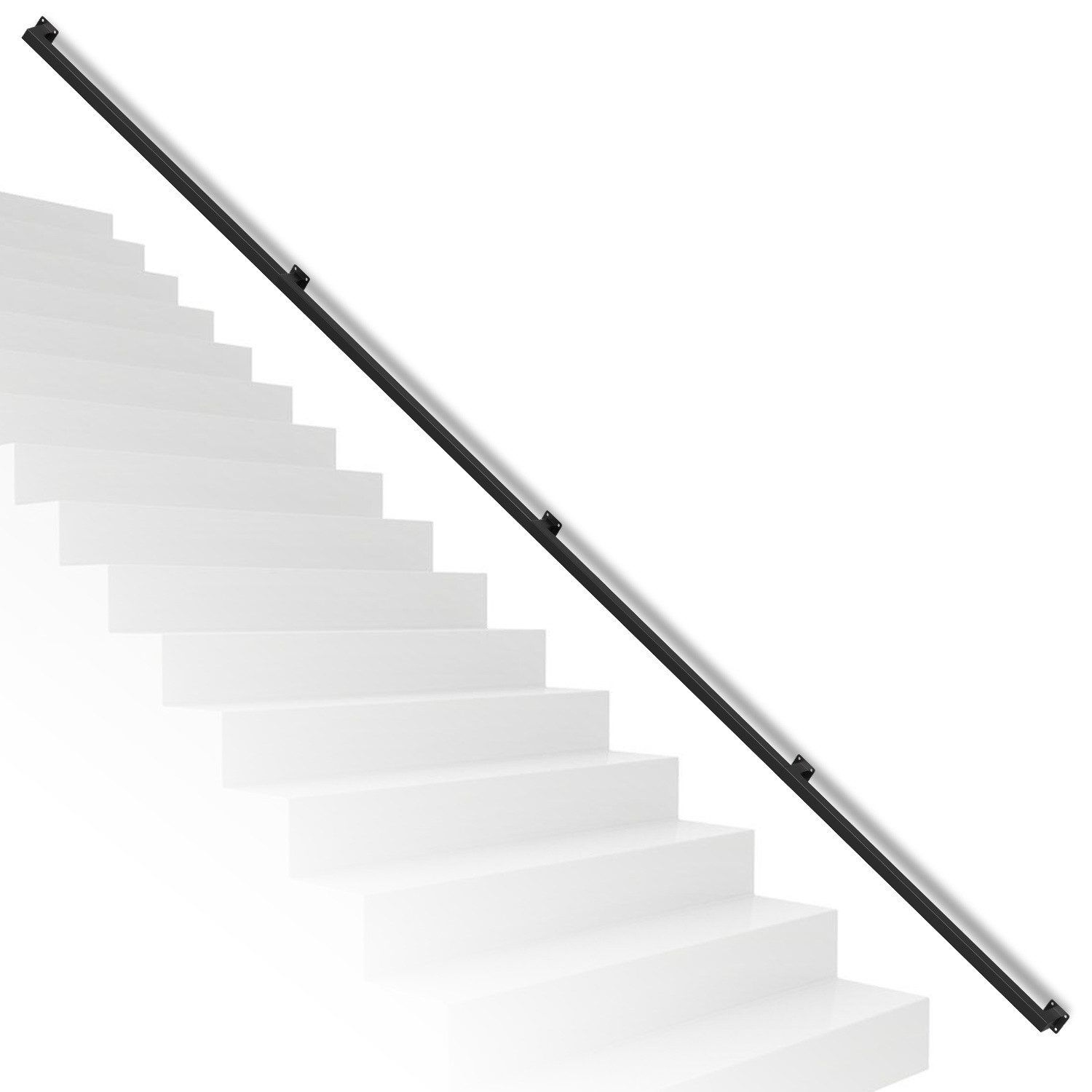Clanmacy Treppengeländer 360 cm Schwarz, aus Eisen, 30 x 30 mm, vierteilig, für Treppe und Flur