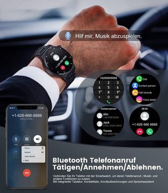 Lige Herren Bluetooth Anruf Musik Voice Chat 100+ Sport Modus Smartwatch (1,32 Zoll, Android iOS), Fitness Tracker Edelstahl Männer Herzfrequenz Gesundheit Monitor