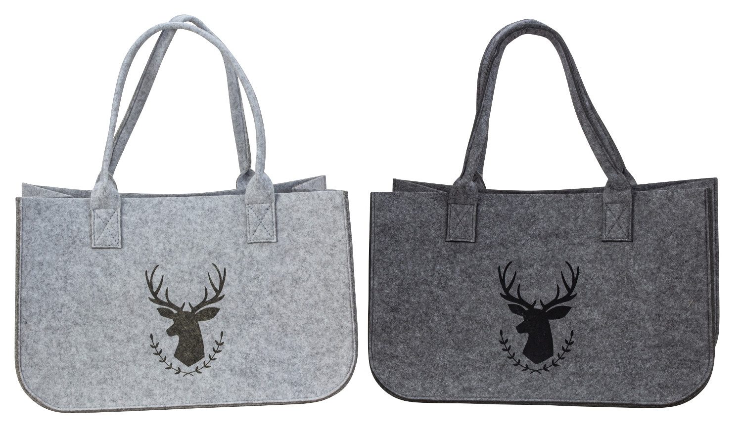 MF Shopper 2er Set Filz Taschen mit Hirsch Motiv Shopper Einkaufstaschen (2-tlg)