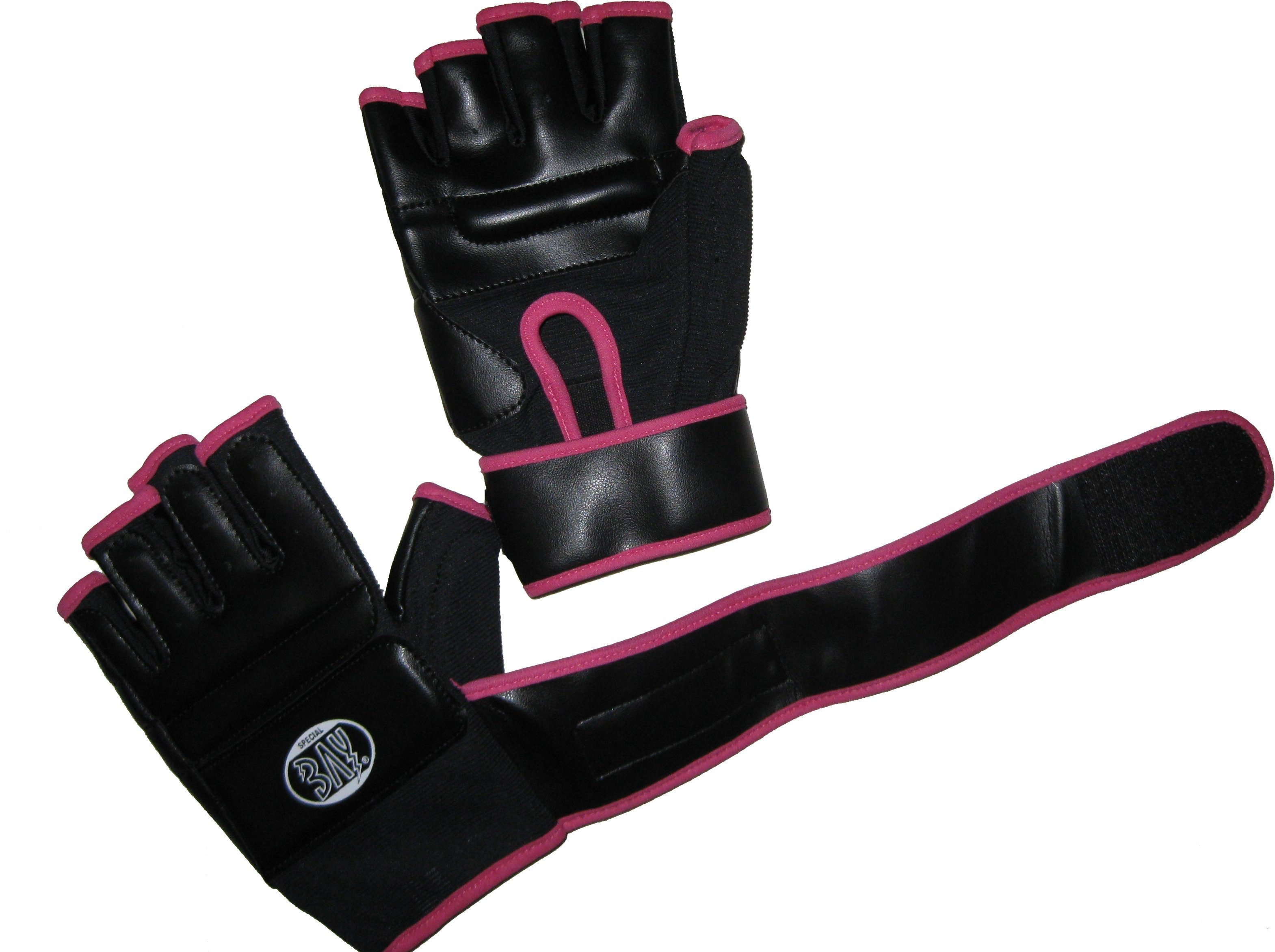 BAY-Sports MMA-Handschuhe FIT Krav Maga Wing Tsun Handschutz Handschützer schwarz/pink, XS - XL Erwachsene und Kinder