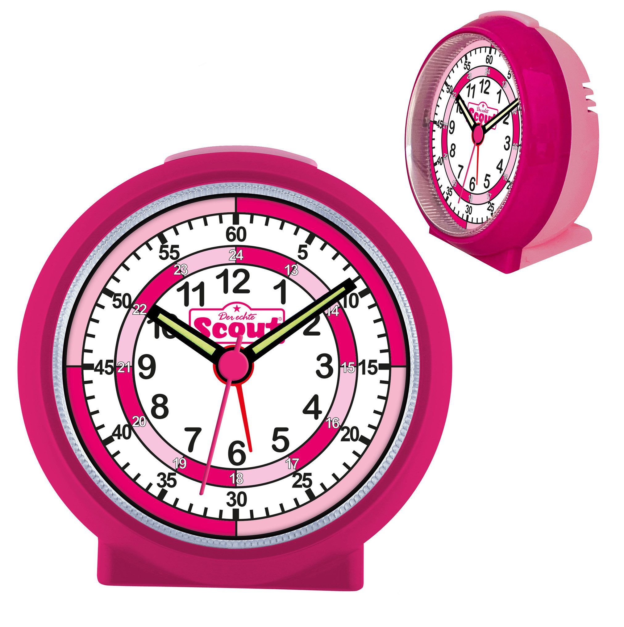 Scout Quarzwecker Lernzifferblatt pink Kinderwecker, Geschenkidee, Kinderzimmer, Schulanfang, Lernwecker