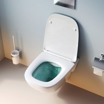 AM.PM Tiefspül-WC X-Joy Hänge WC Keramik, Spülrandloses WC,Tiefspüler, wandhängend, Abgang waagerecht, Schnellverschluss-Sitz mit Soft-Close-Funktion, Flash Clean