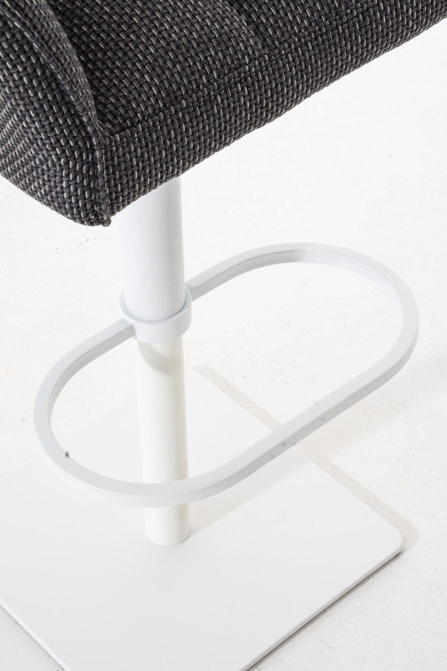und Stoff - TPFLiving für Rückenlehne - Barhocker Metall Titangrau drehbar - Hocker Küche), Damaso & 360° Gestell Theke Sitzfläche: weiß Fußstütze (mit