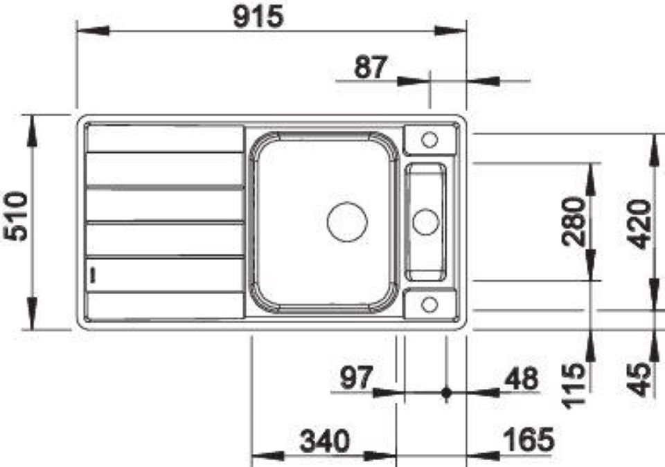 Thumbnail - Blanco Einbauspüle AXIS III 5 S-IF Einbauspüle Edelstahl Seidenglanz 522103, Ablaufgarnitur mit Raumsparrohr 3 1/2'' InF...