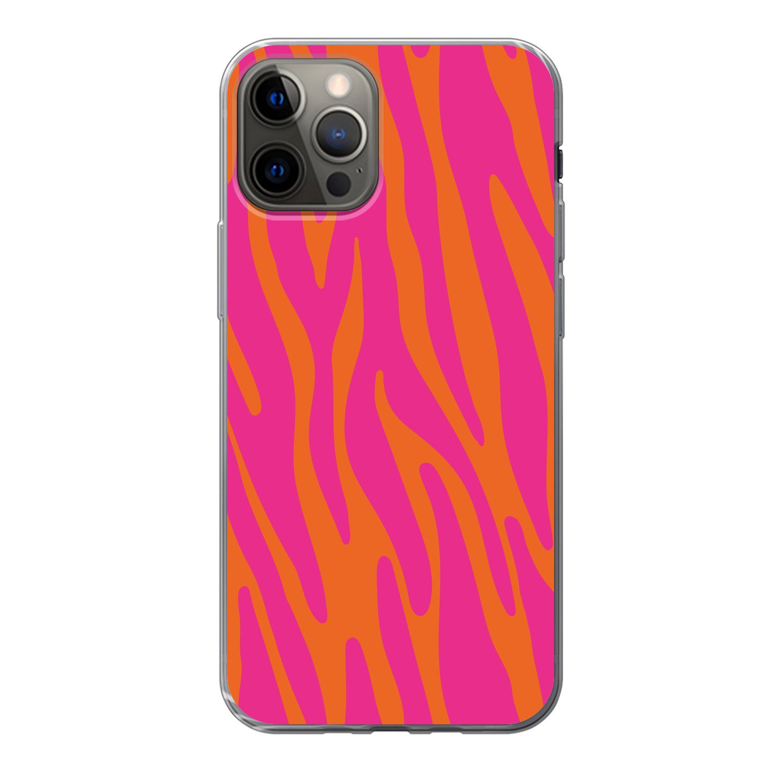 MuchoWow Handyhülle für Apple iPhone 13 Pro Zebramuster - Rosa - Orange - Tiermuster, Smartphone-Bumper, Print, Handy Schutzhülle Dünn